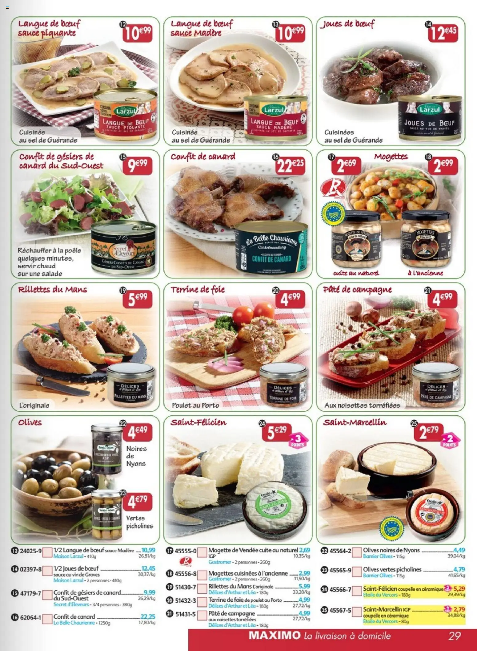 Prévisualisation de Maximo catalogue epicerie du magasin Maximo formulaire valide 24/08/2026 - Poêle, Foie, Langue de bœuf, Olives, Sel, Coupelle, Noisettes, Foie de poulet
