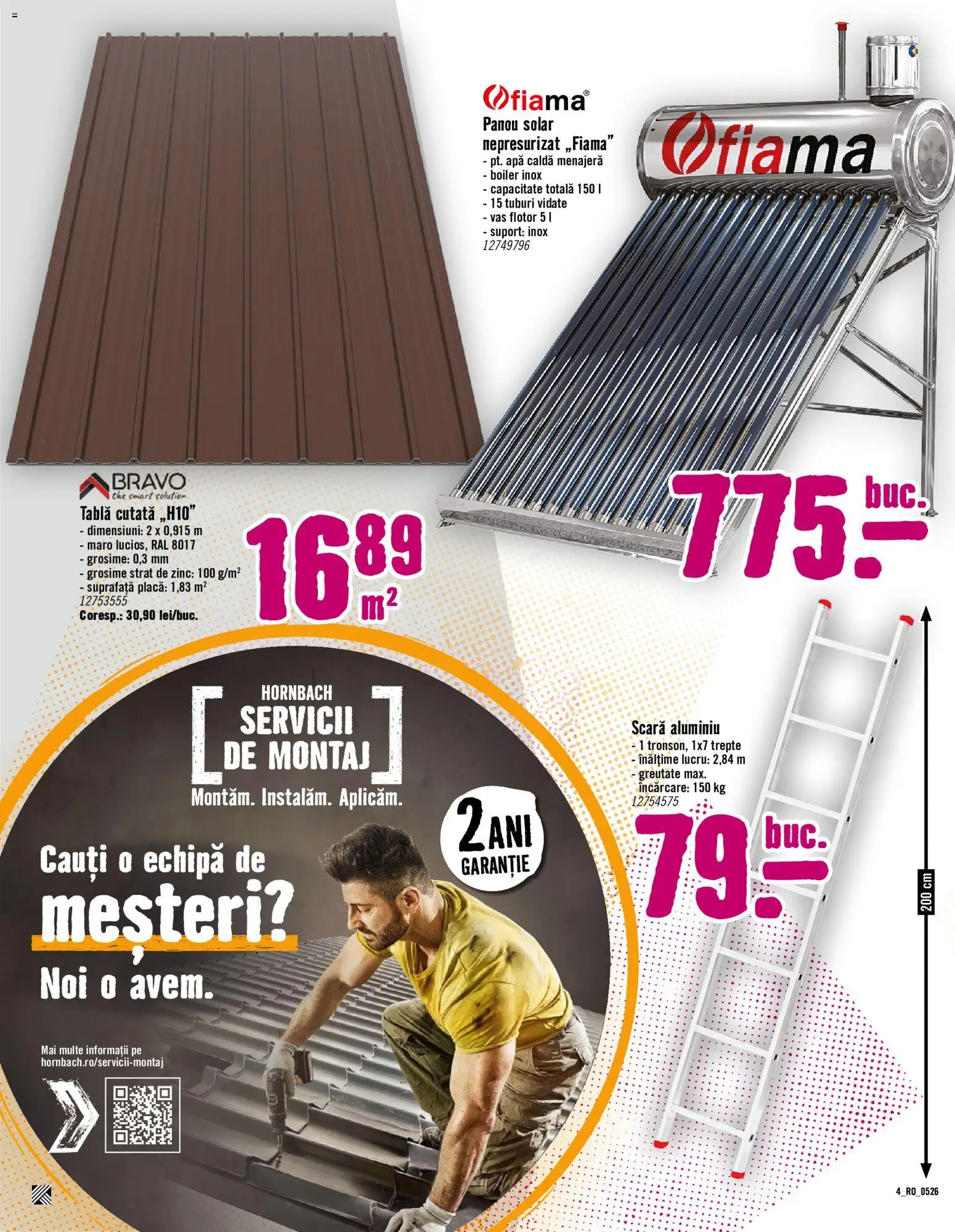 Previzualizarea de cataloage: Hornbach Hornbach Catalog special pentru Colentina valabil de la 06.05.2026 - Apă, Panou solar, Boiler, Tablă, Scară, Suport