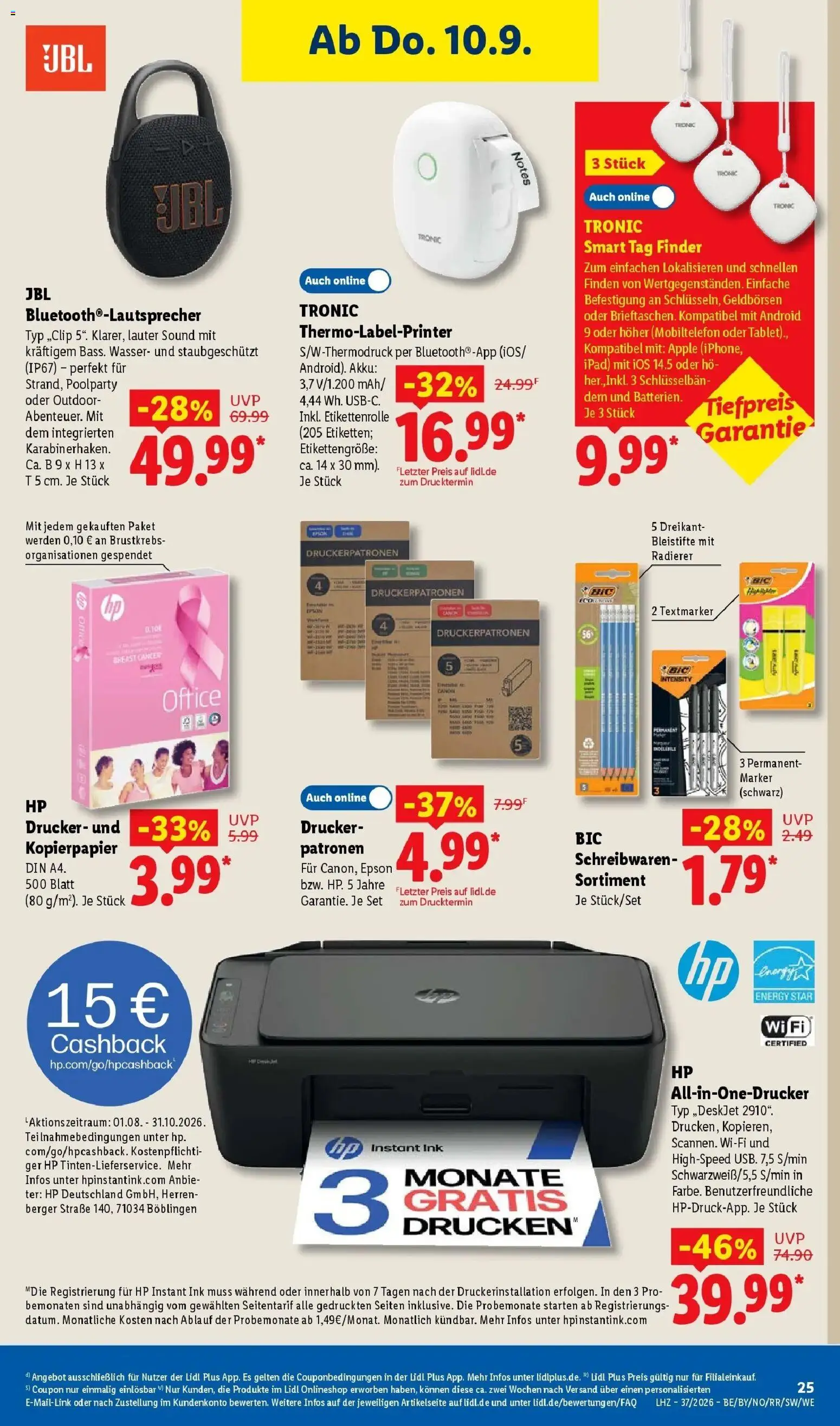 Vorschau von dem Prospekt des Geschäftes Lidl, gültig ab dem 07.09.2026 - Apple, Ipad, Wasser, Tablet, HP, Drucker, Epson, Energy