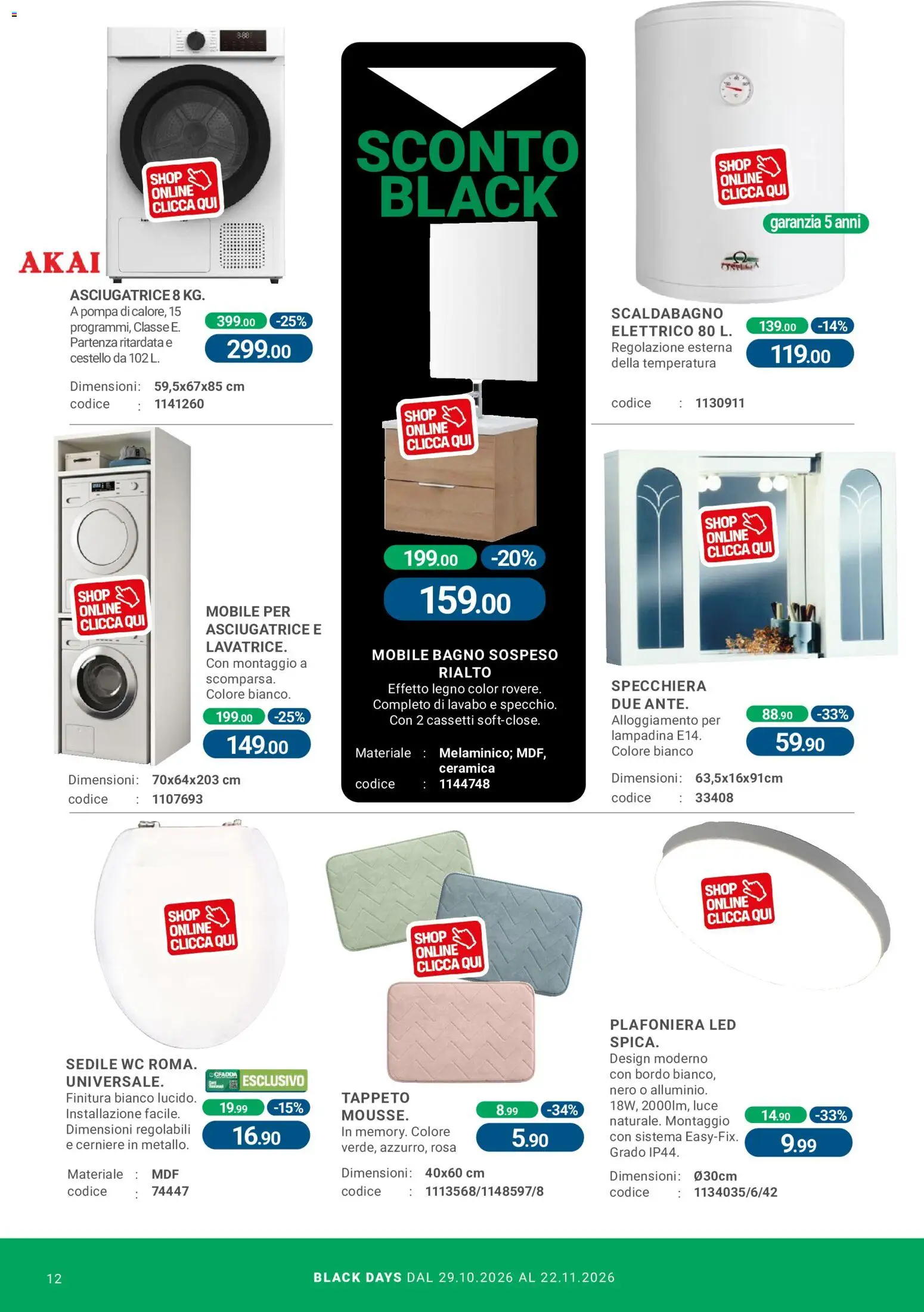 Anteprima dell'opuscolo CFadda Black Friday dal negozio CFadda valido da 29/10/2026 - Mobile, Asciugatrice, Bagno, WC, Tappeto, Scaldabagno