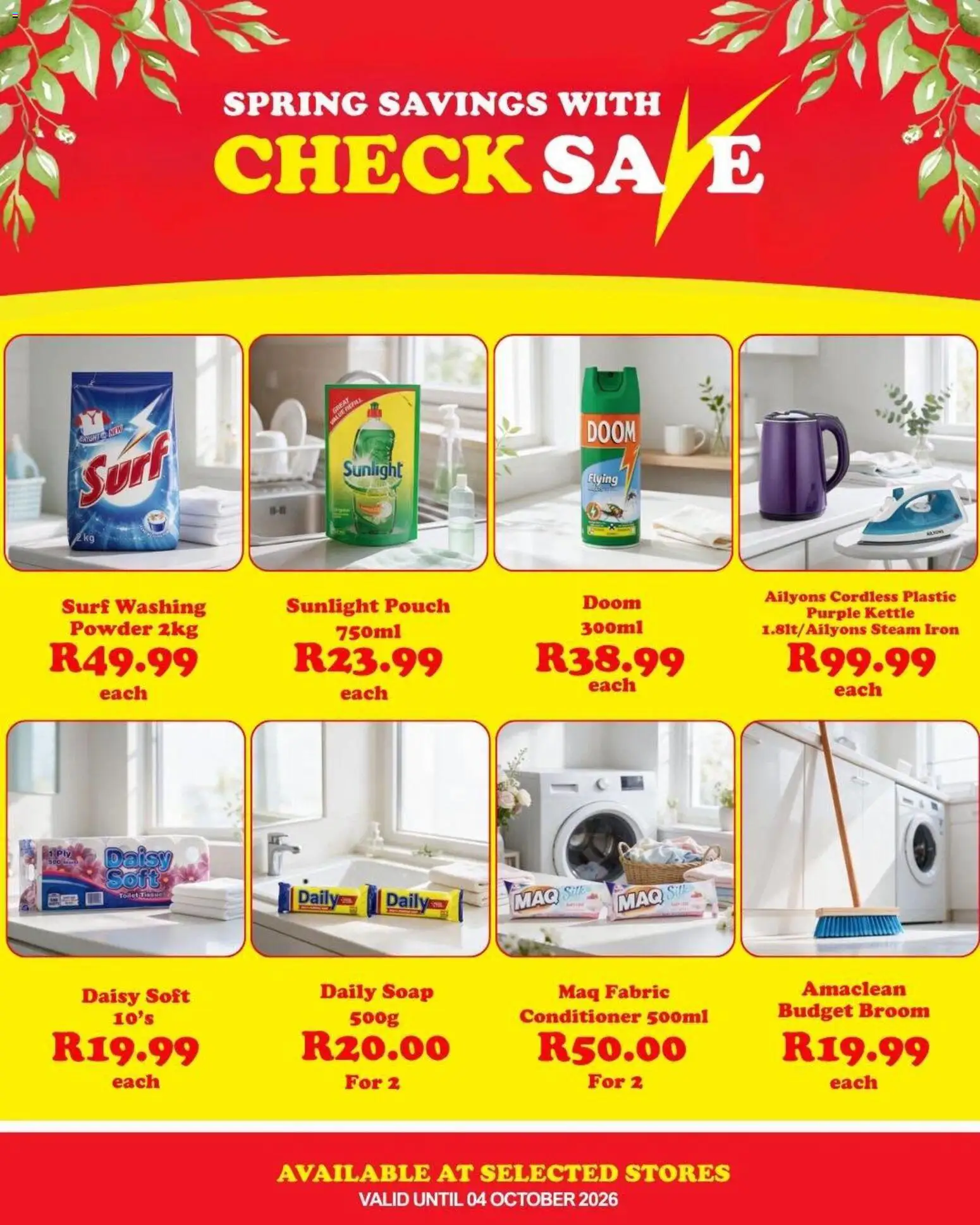 Preview of Check Save flyer valid from 29/09/2026 - Kettle, Iron, Toilet, Soap, Broom, Powder, Conditioner
