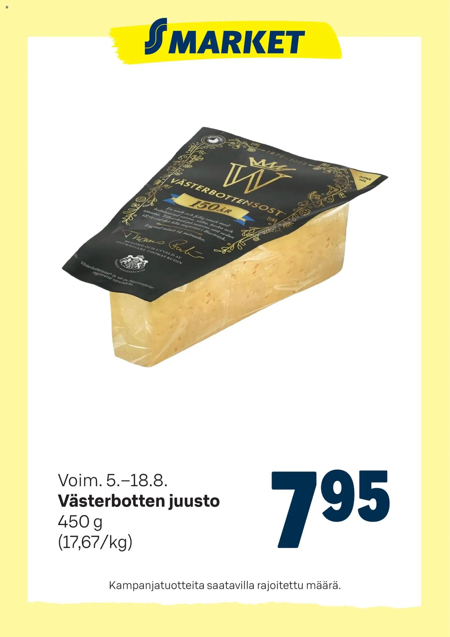 Kaupan S-market S-market tarjoukset juusto esikatselu, voimassa 05/08/2026 - Juusto