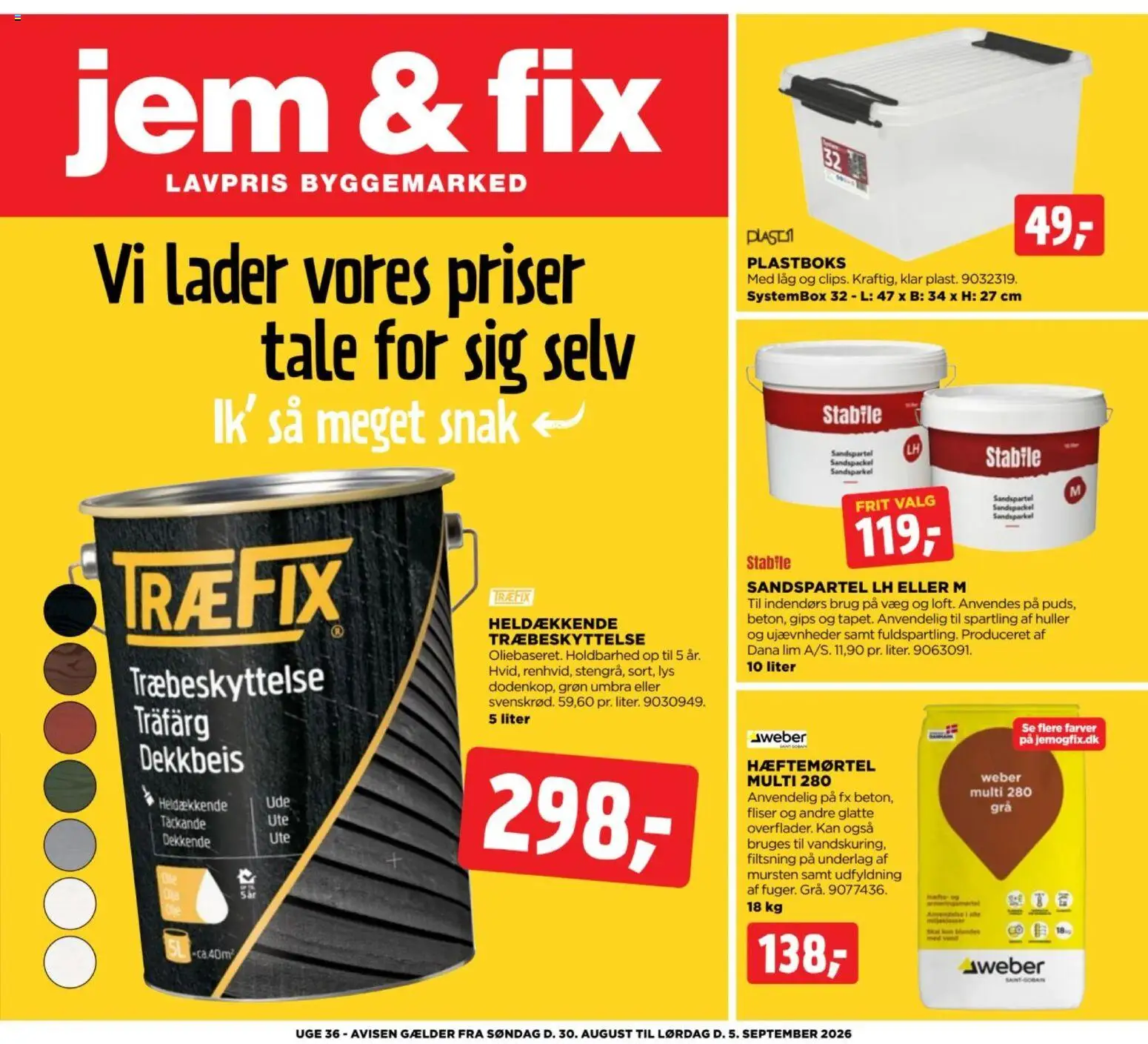 Eksempel på tilbudsavis Jem & fix - Tilbudsavis uge 36 fra butik Jem & fix gyldig fra 30/08/2026