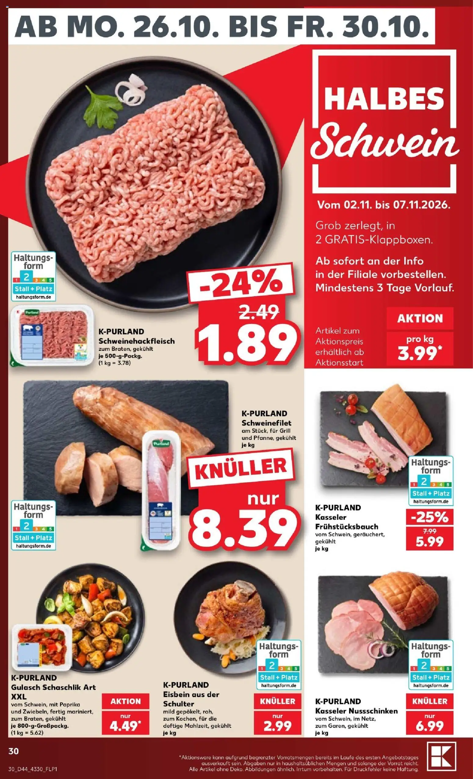 Vorschau von dem Prospekt des Geschäftes Kaufland, gültig ab dem 26.10.2026 - Grill, Gulasch, Paprika, Schweinefilet, Schulter