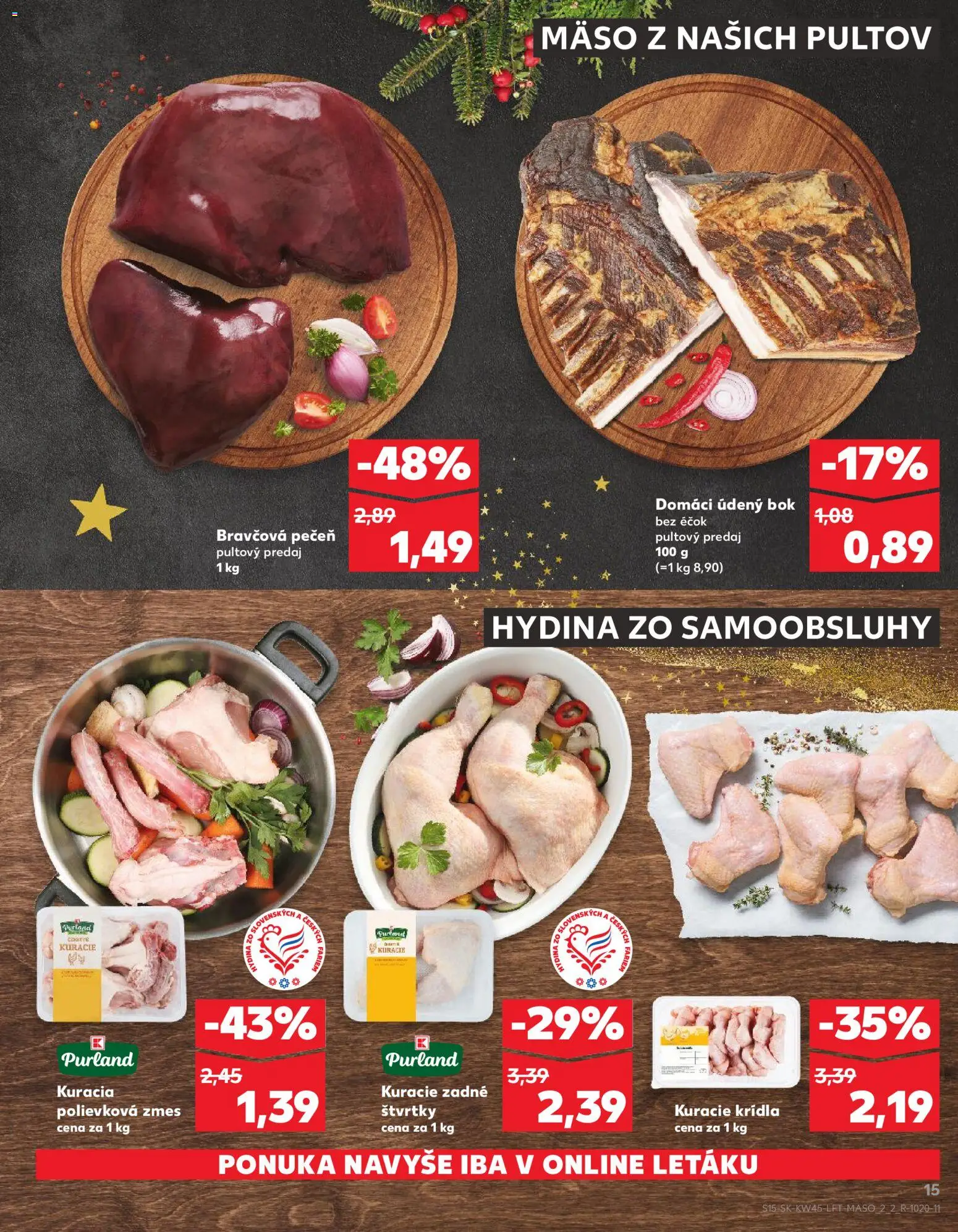 Náhľad Kaufland letáku platného od 06.11.2025 - Mäso, Pečeň, Bravčová pečeň, Kuracie krídla
