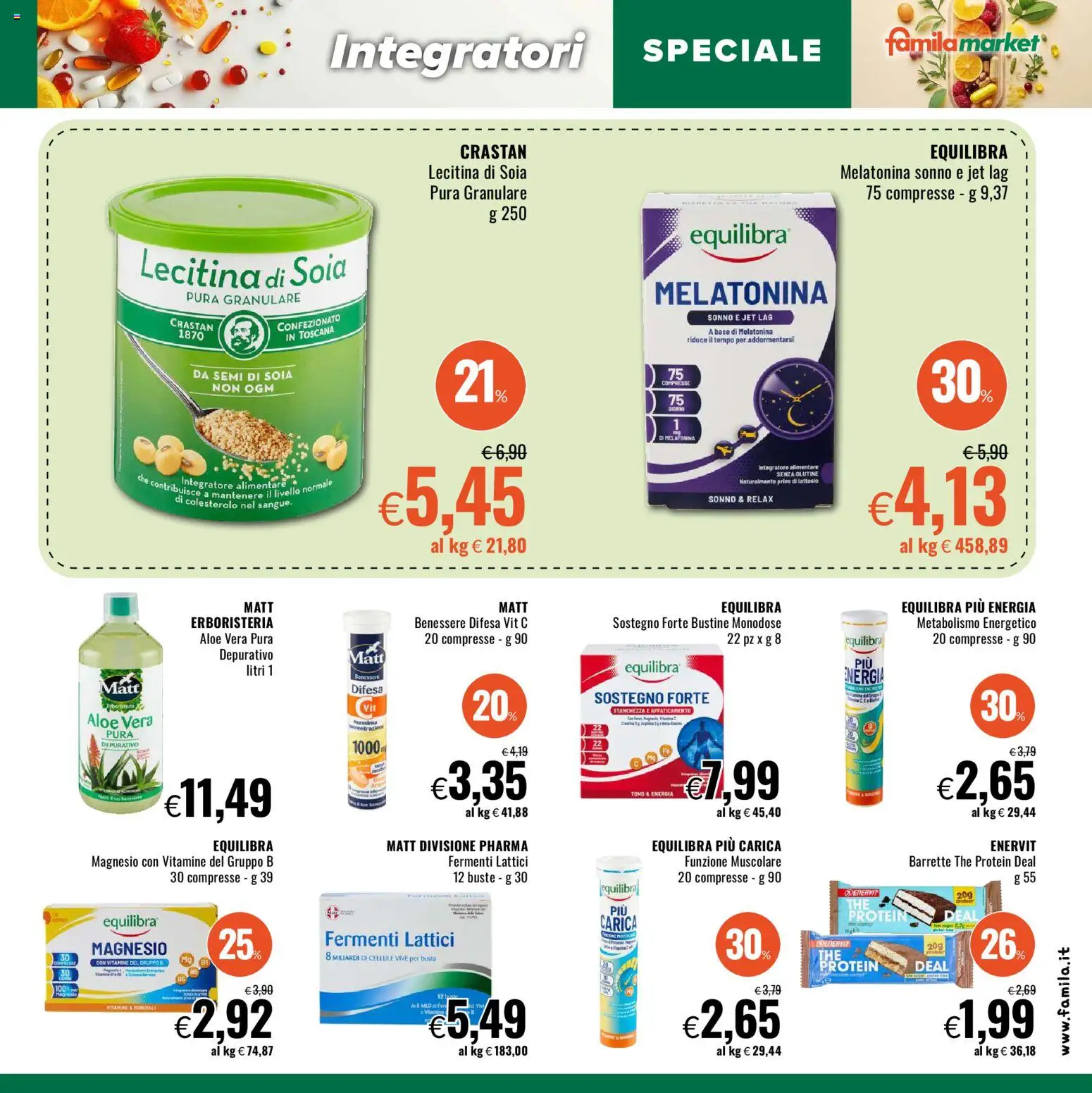 Anteprima dell'opuscolo Famila volantino Market dal negozio Famila valido da 29/10/2026 - Senza glutine, The, Aloe vera, Integratore alimentare