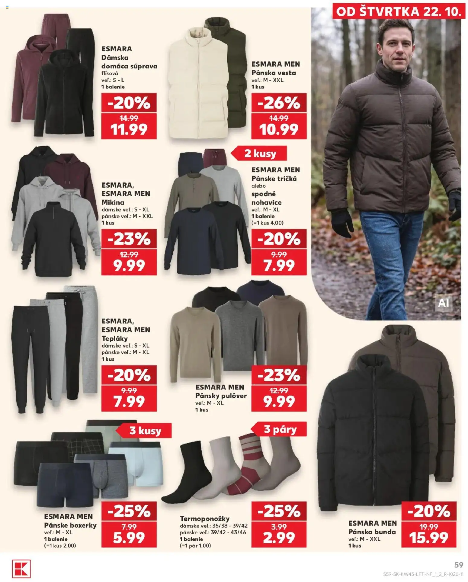 Náhľad Kaufland letáku platného od 22.10.2026 - Mikina, Bunda, Nohavice, Vesta, Boxerky