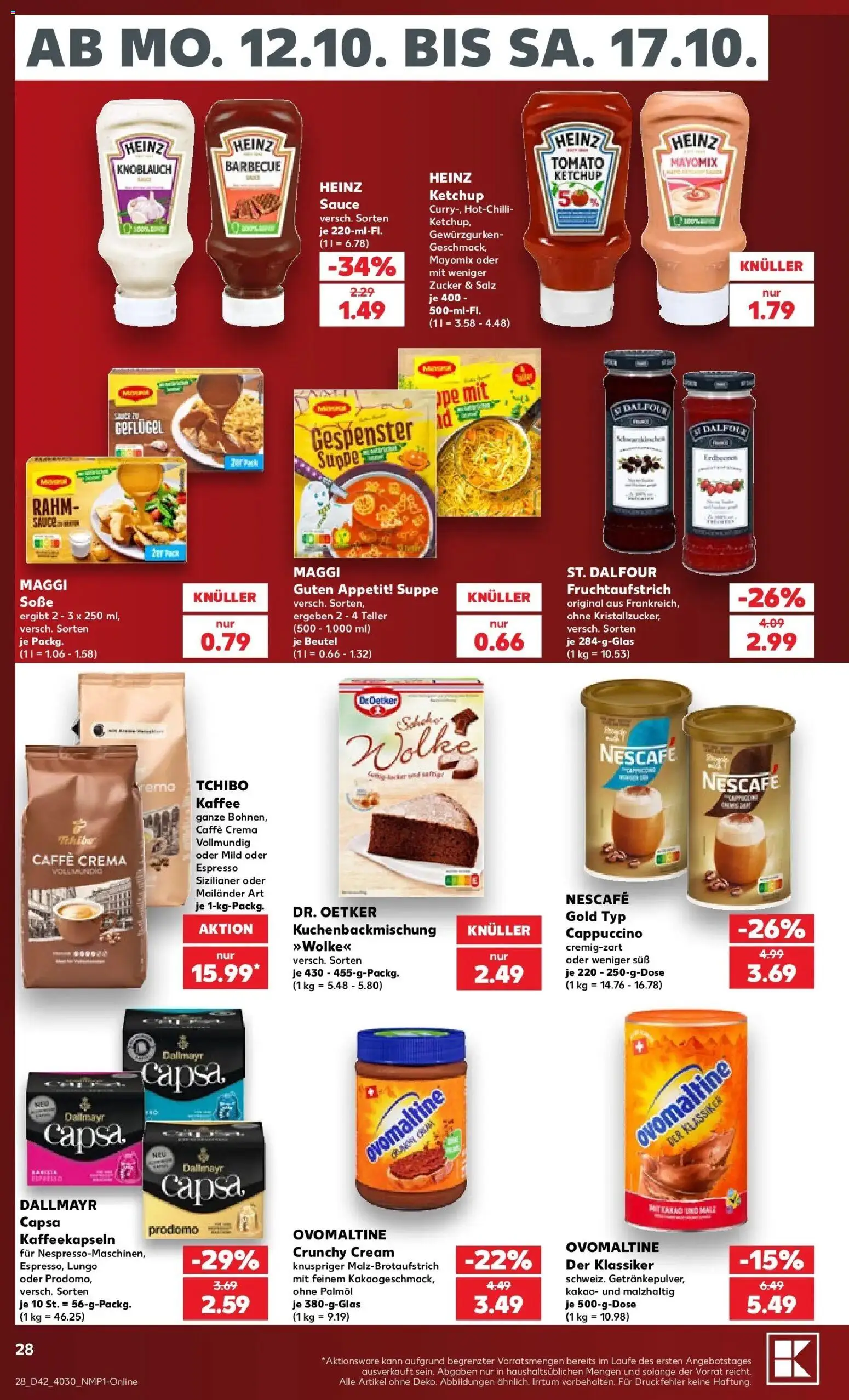 Vorschau von dem Prospekt des Geschäftes Kaufland, gültig ab dem 12.10.2026 - Kaffee, Maggi, Dallmayr, Zucker, Salz, Ketchup, Soße, Heinz ketchup