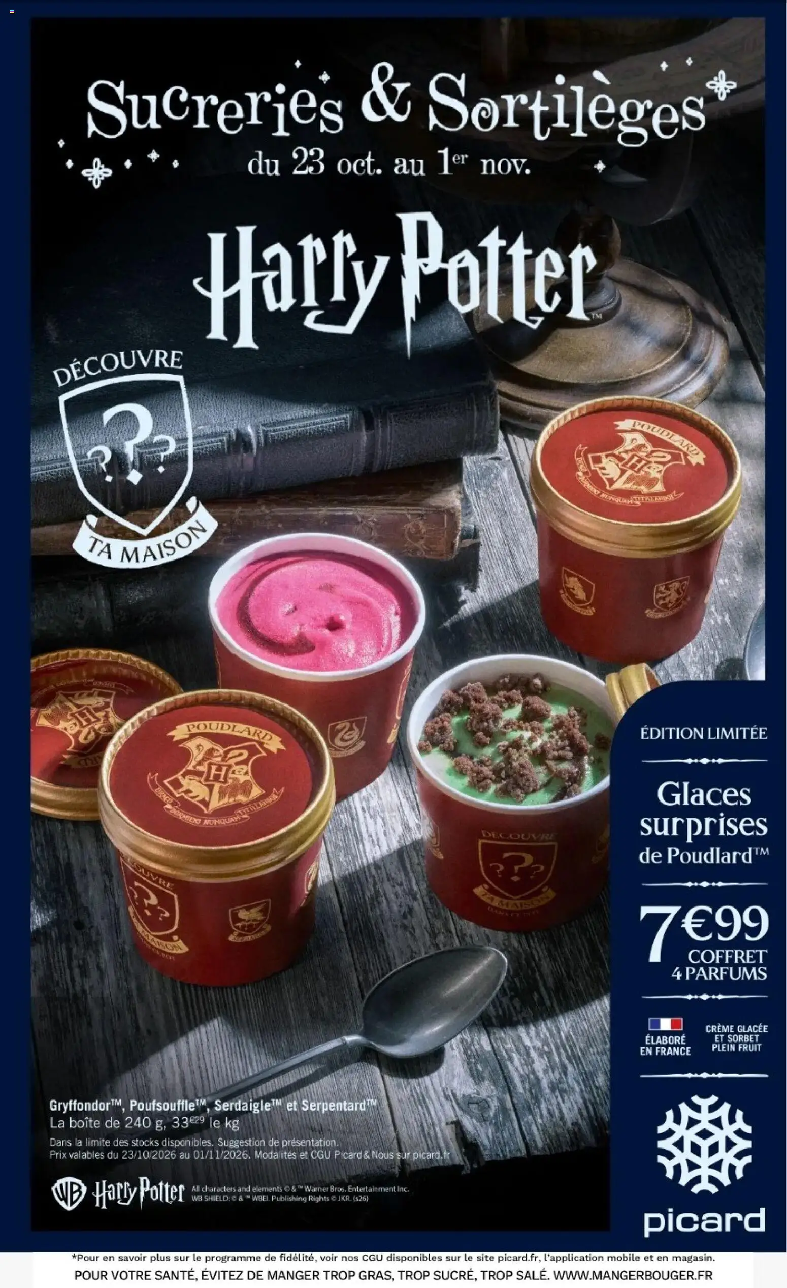 Prévisualisation de Picard catalogue Harry Potter du magasin Picard formulaire valide 23/10/2026 - Parfums, Glaces, Crème
