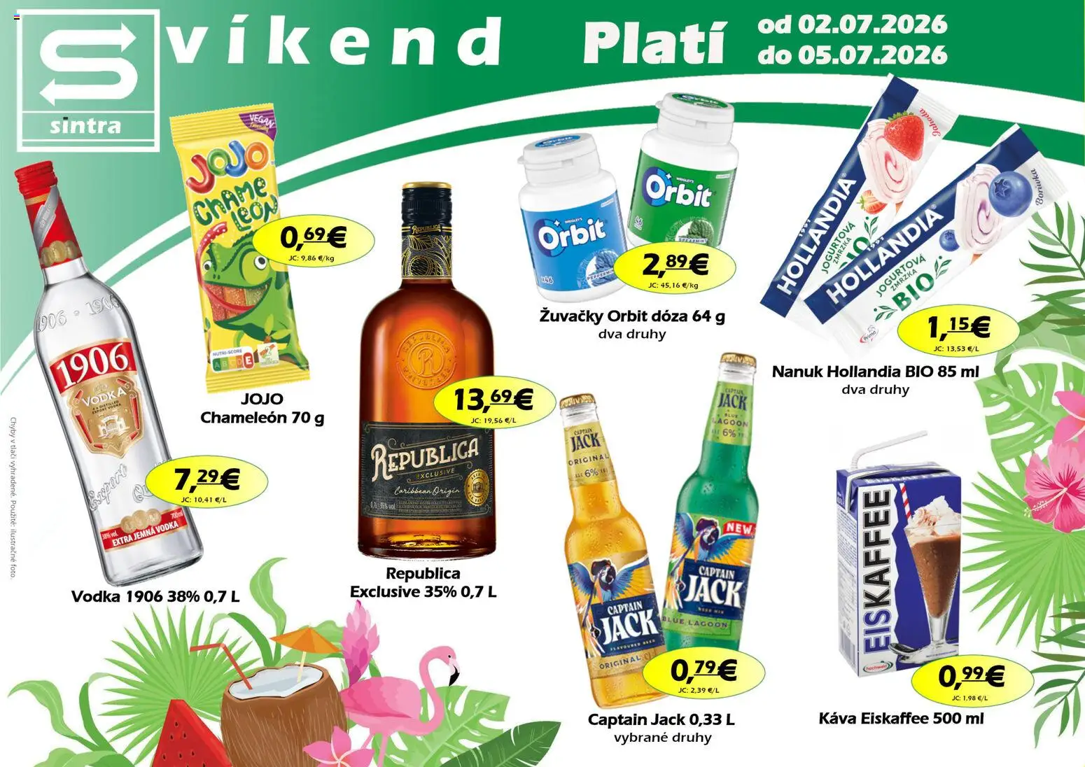 Náhľad Sintra letáku platného od 02.07.2026 - Káva, Vodka, Nanuk, Žuvačky, Republica