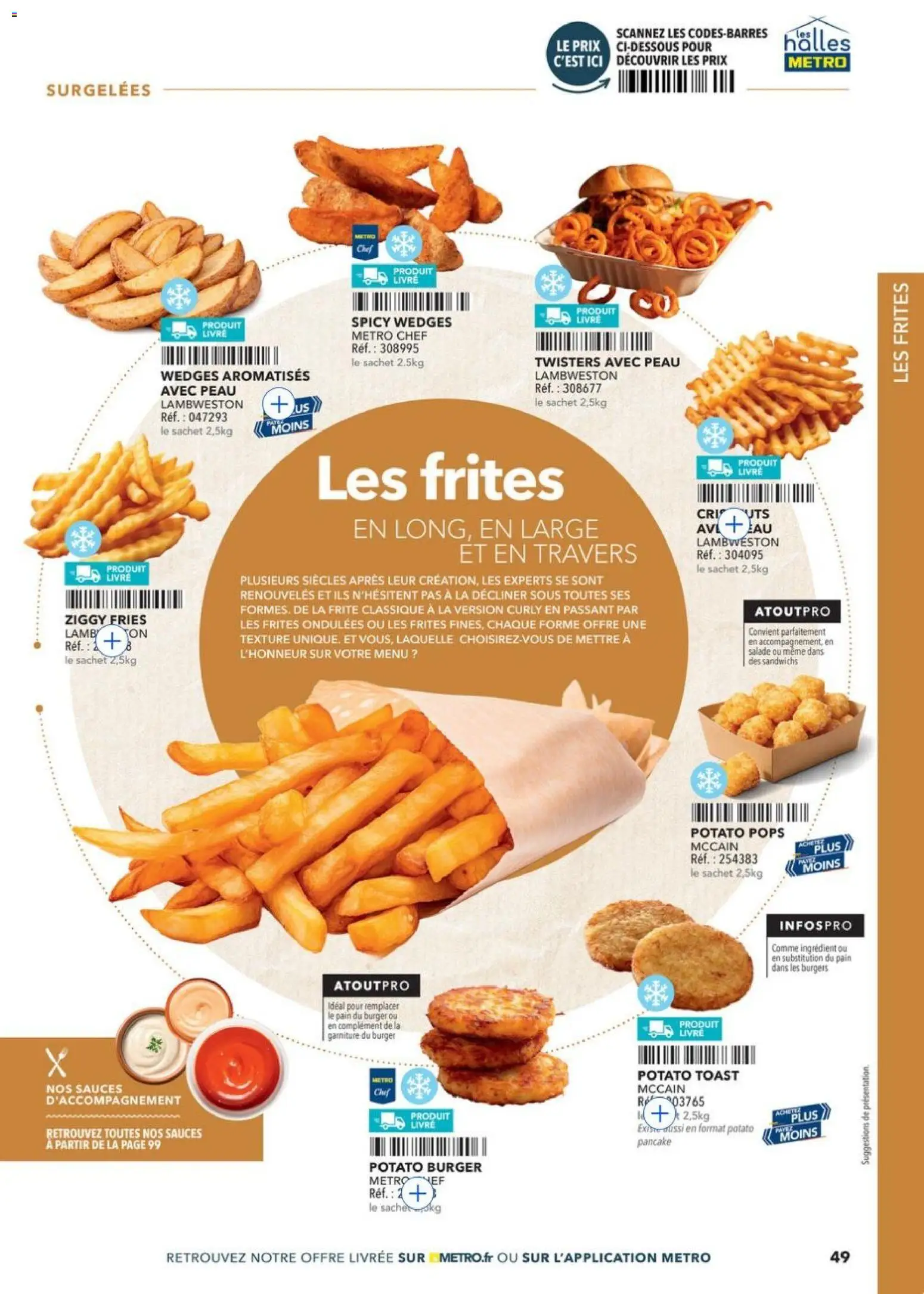 Prévisualisation de METRO - Restauration rapide du magasin METRO formulaire valide 14/04/2026 - Burger, Livre, Salade, Pain, Frites, Sauces