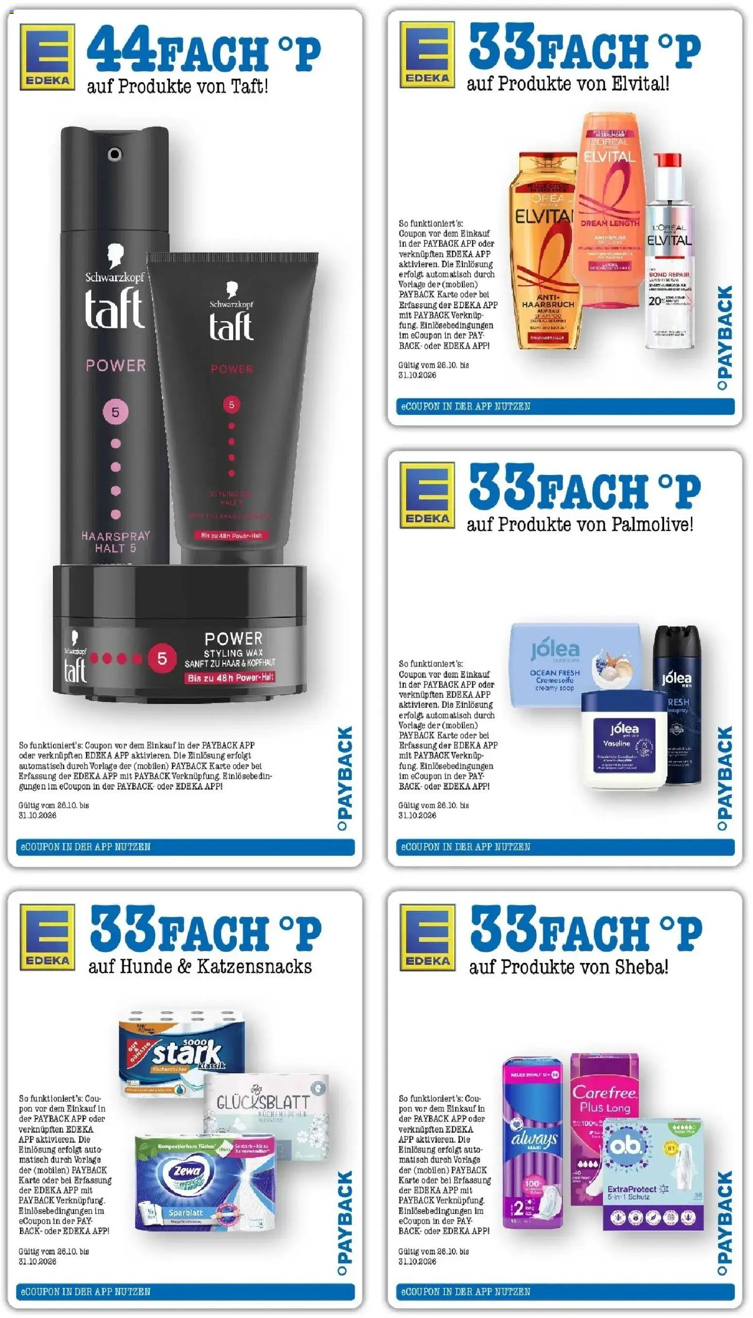 Vorschau von dem Prospekt des Geschäftes Edeka, gültig ab dem 26.10.2026 - Shampoo, Serum, Haarspray, Zewa, Sheba