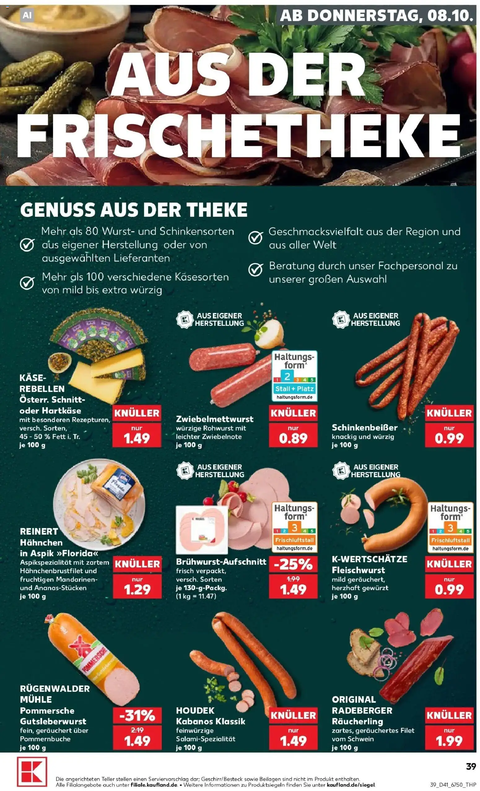 Vorschau von dem Prospekt des Geschäftes Kaufland, gültig ab dem 05.10.2026 - Käse, Wurst, Mühle, Theke, Mandarinen, Beilagen, Hahnchen