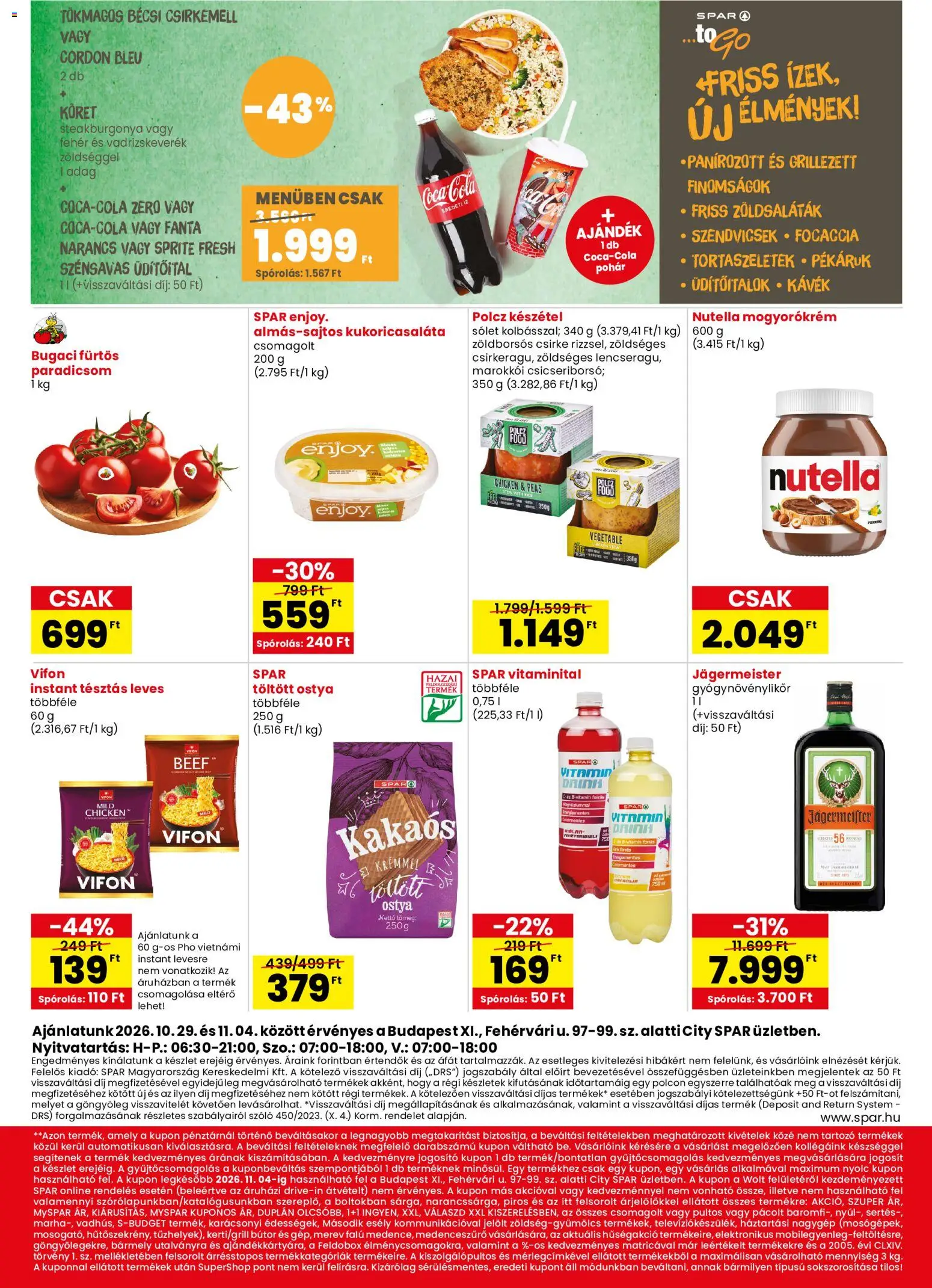 Spar - Spar City szórólap Budapest megtekintése, amely érvényes 2026.10.29.-től