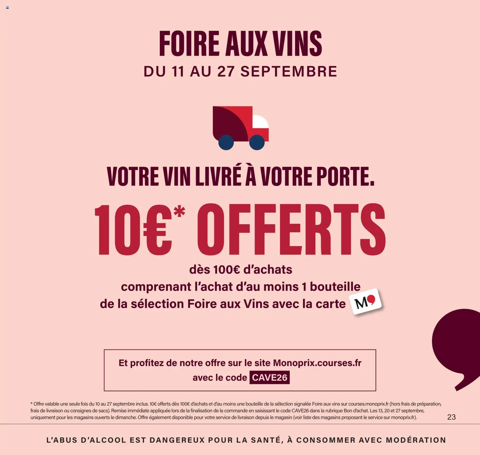 Prévisualisation de Monoprix - Calendrier foire aux vins du magasin Monoprix formulaire valide 11/09/2026 - Livre, Vin, Bouteille