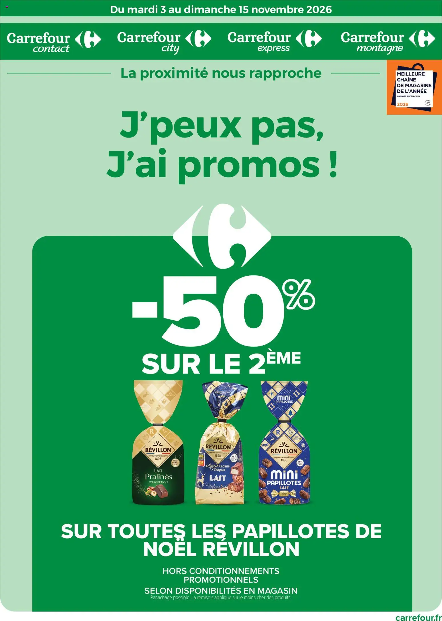 Prévisualisation de Carrefour contact catalogue du magasin Carrefour contact formulaire valide 03/11/2026 - Distributeur, Lait, Papillotes, Papillotes Révillon