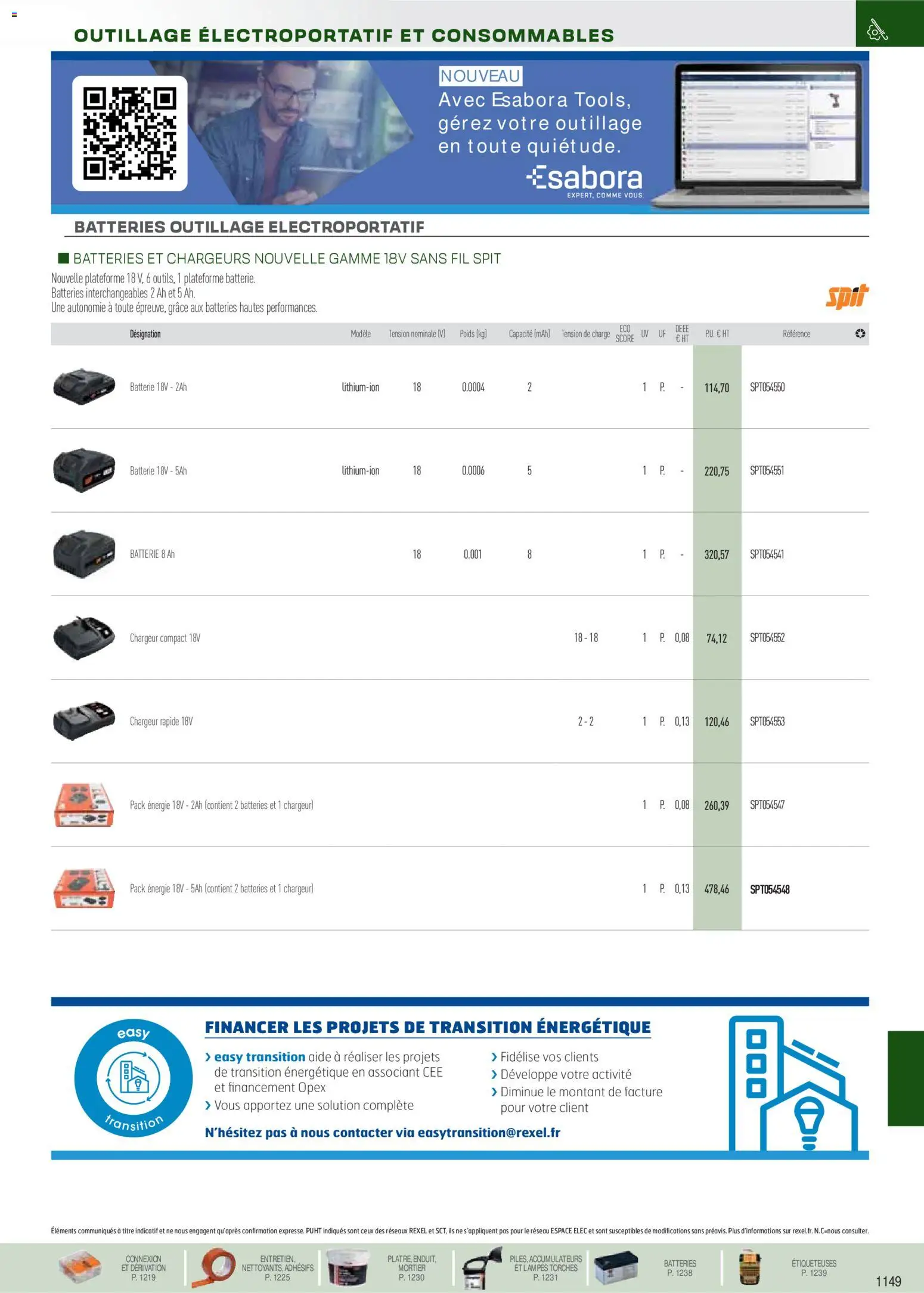 Prévisualisation de Brochure EPI, mesure, outillage, fixations et consommables du magasin Rexel formulaire valide 18/11/2025 - Batterie, Mortier, Poids