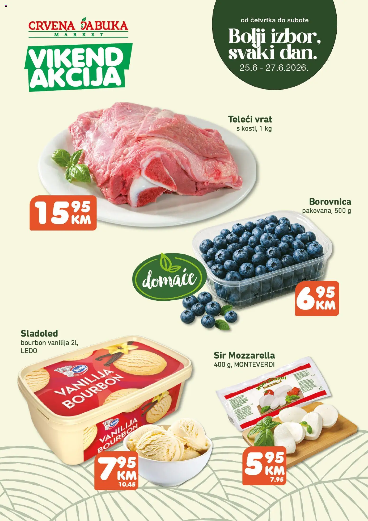 Pregled letka Crvena jabuka vikend akcija trgovine Crvena jabuka vrijedi od 25.06.2026