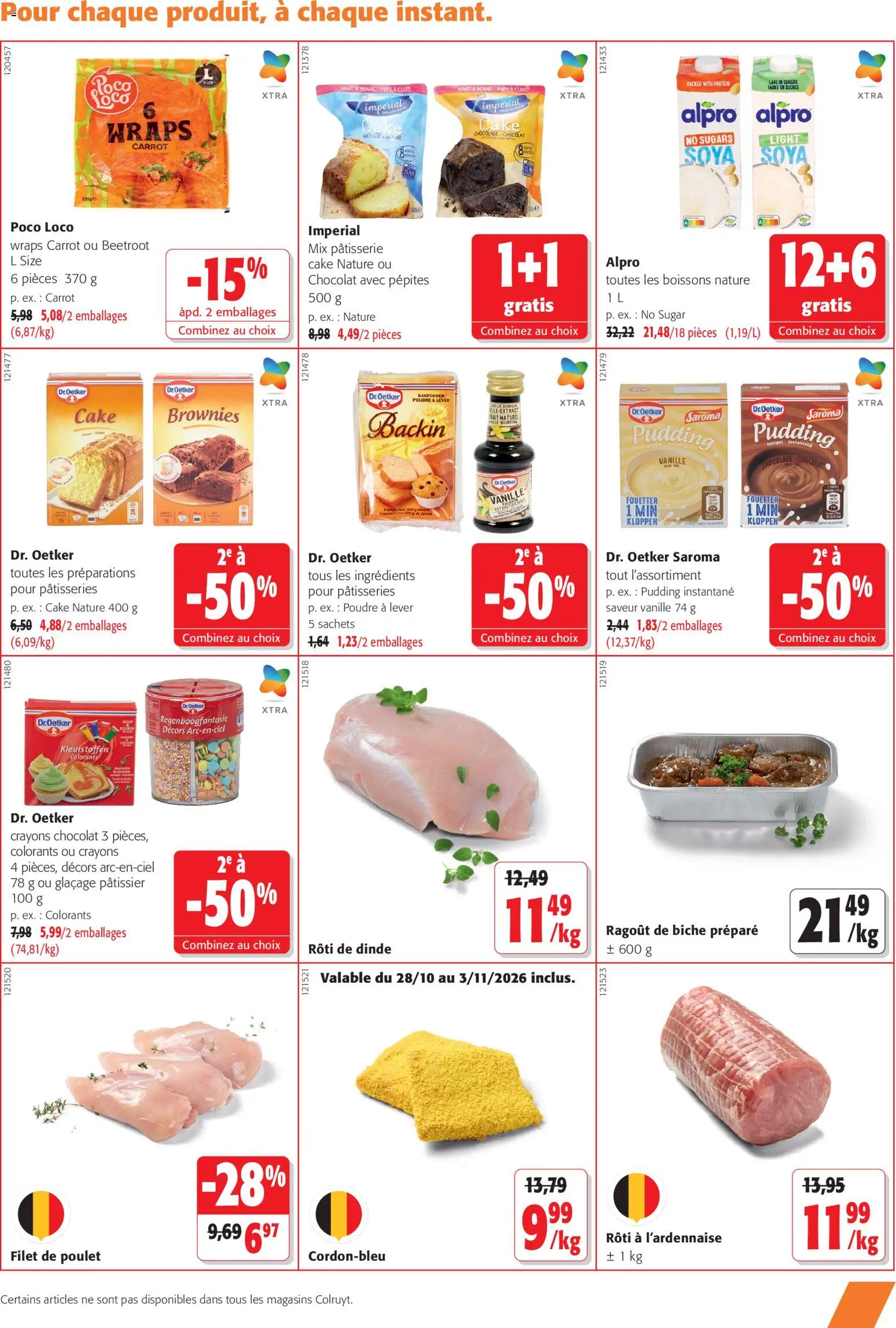 Prévisualisation de Colruyt Toutes les offres du magasin Colruyt formulaire valide 21/10/2026 - Pudding, Vanille, Dinde, Bourbon, Alpro, Poudre, Rôti de dinde, Ingrédients