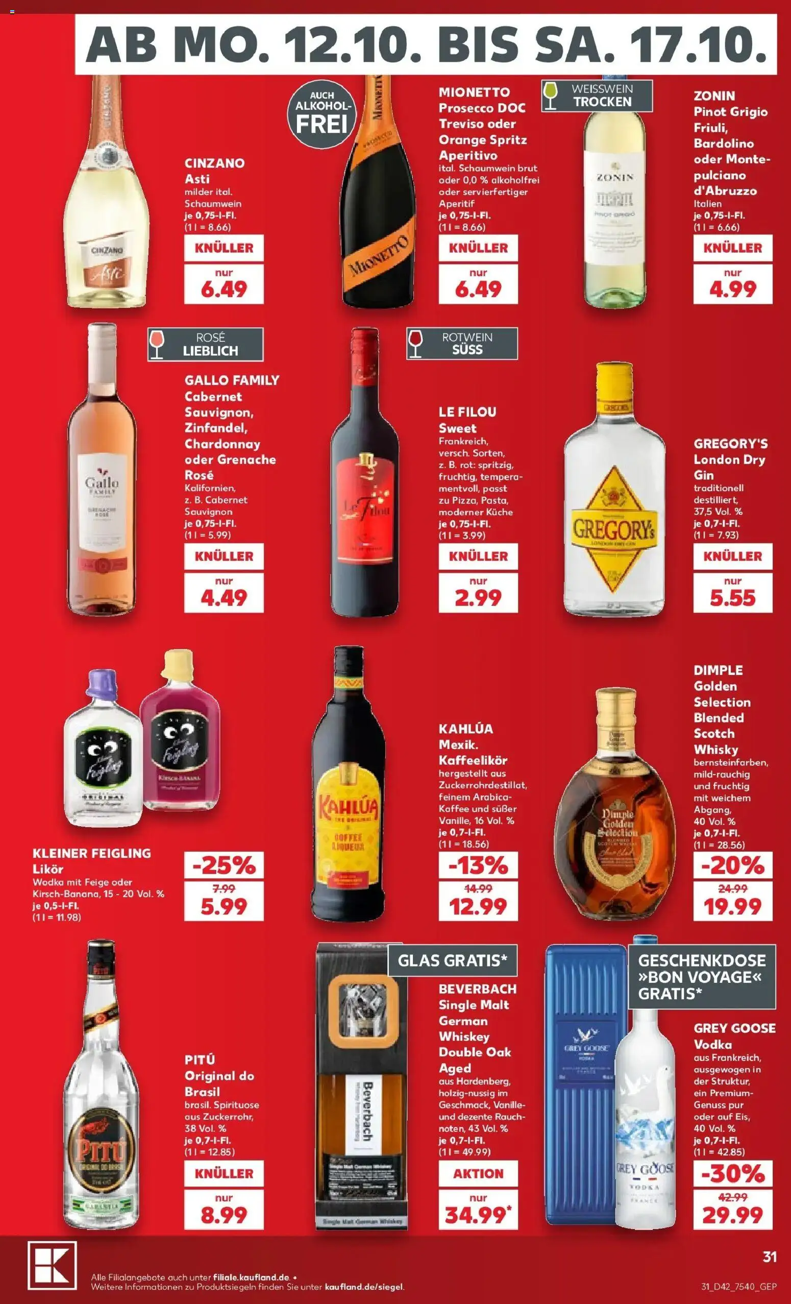 Vorschau von dem Prospekt des Geschäftes Kaufland, gültig ab dem 12.10.2026 - Kaffee, Küche, Prosecco, Vodka, Whiskey, Wodka, Vanille, Likör