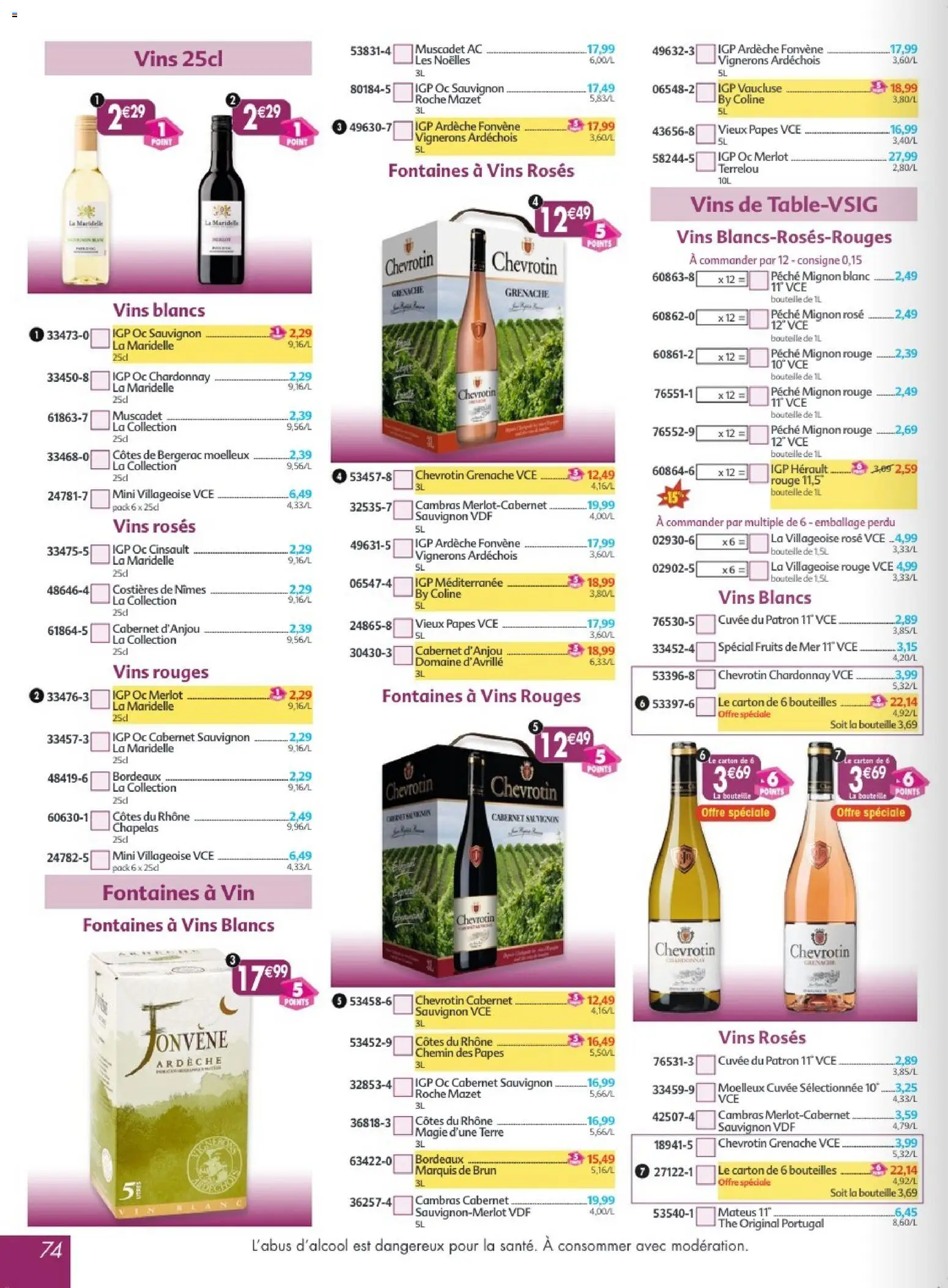 Prévisualisation de Maximo catalogue epicerie du magasin Maximo formulaire valide 26/10/2026 - Fruits, Vin, Fruits de mer, Thé, GP, Bouteille, Cabernet Sauvignon, Roche Mazet