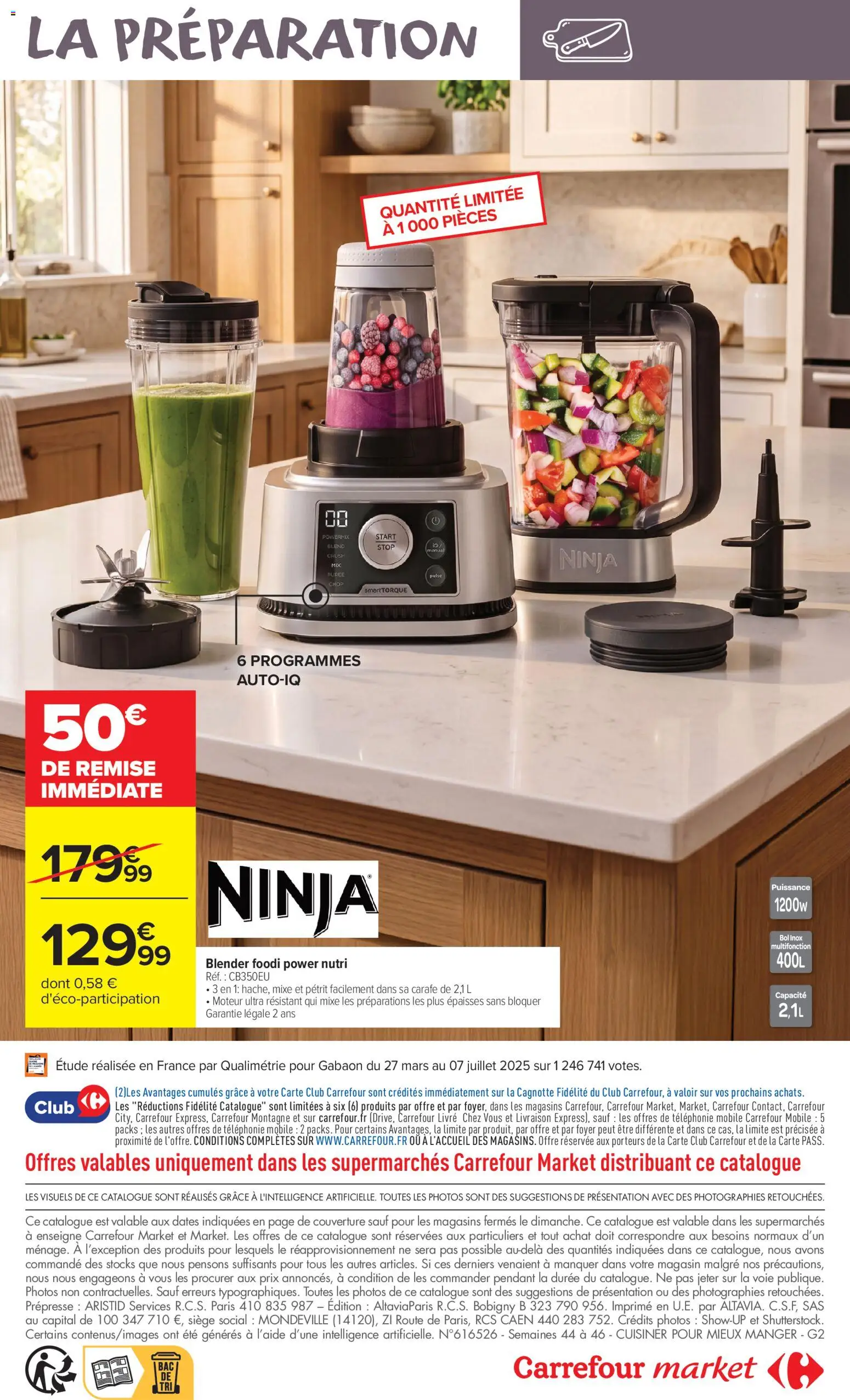 Prévisualisation de Carrefour Market Partageons le goût du mieux manger du magasin Carrefour Market formulaire valide 27/10/2026 - Blender, Livre, Bol, Couverture, Carafe