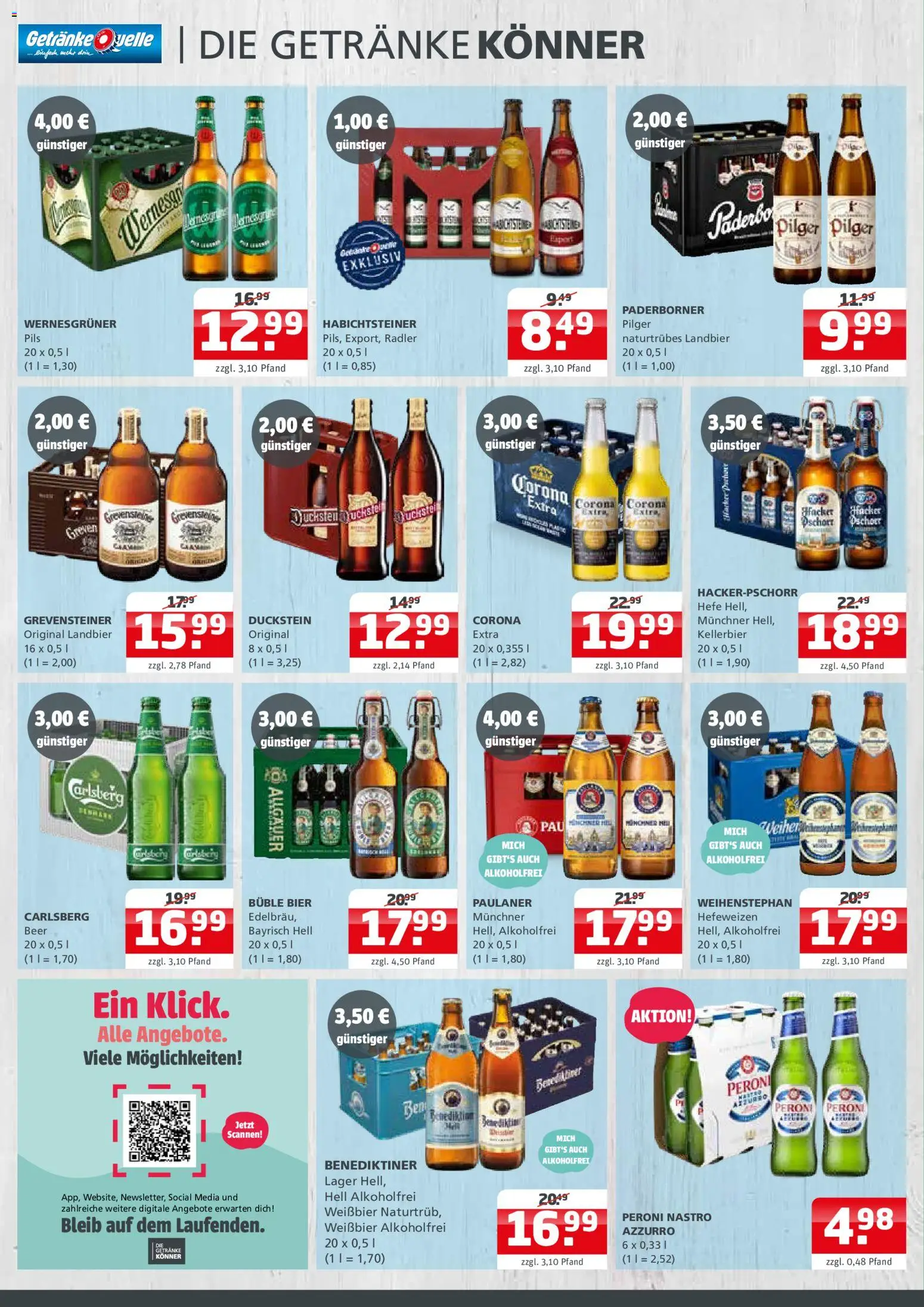 Vorschau von dem Prospekt des Geschäftes Getränke Quelle, gültig ab dem 12.10.2026 - Bier, Paulaner, Carlsberg, Radler, Weißbier, Pils, Wernesgruner