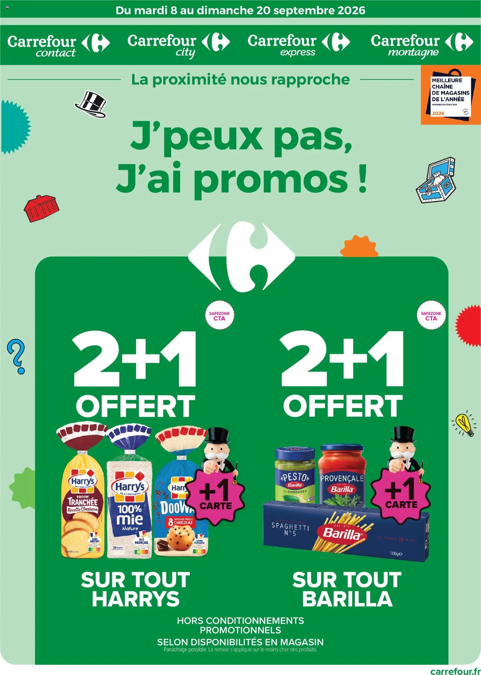 Prévisualisation de Carrefour City catalogue du magasin Carrefour City formulaire valide 08/09/2026 - Distributeur, Chocolat, Brioche, Pesto, Spaghetti, Farine, Barilla, Brioche tranchée
