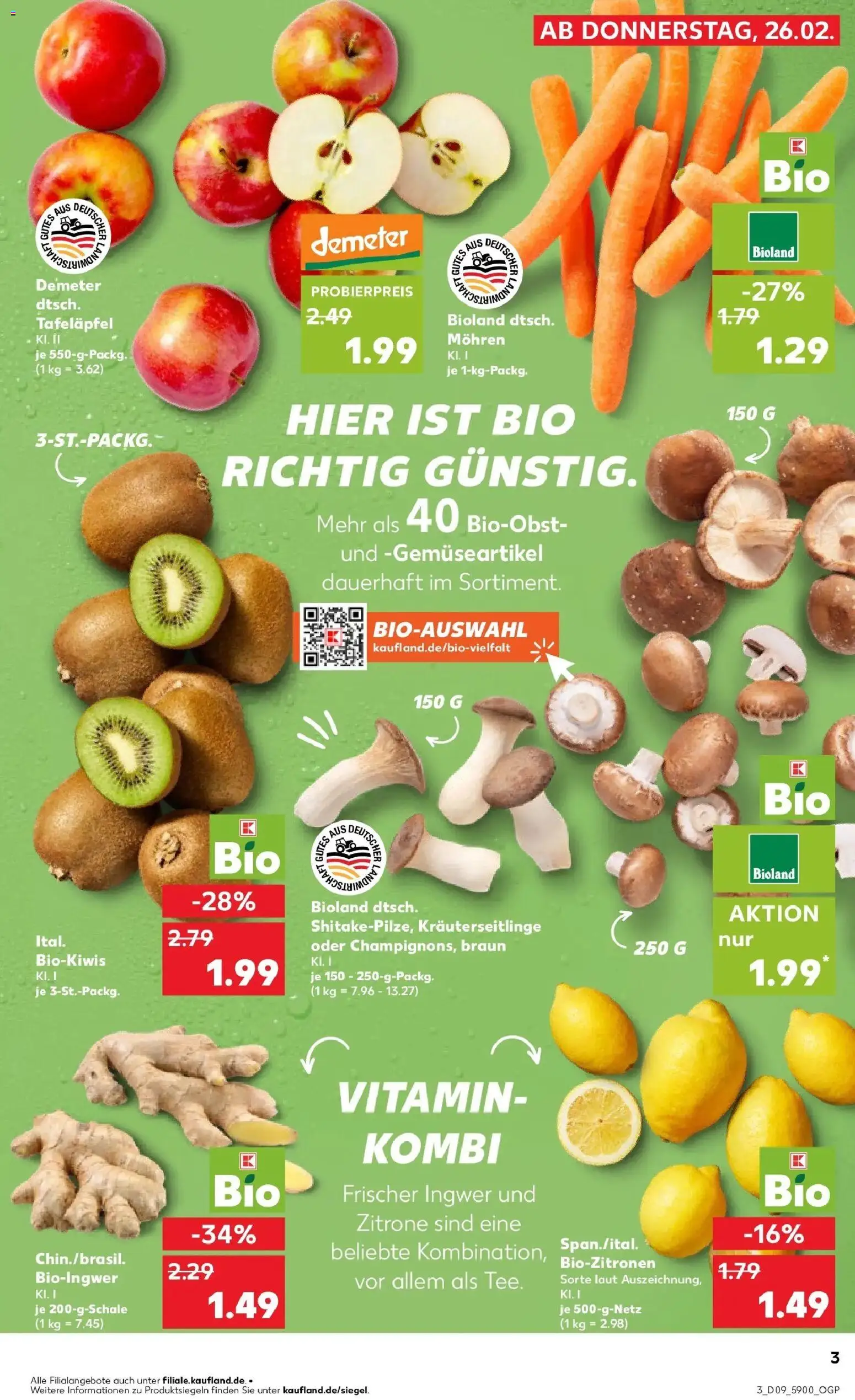 Vorschau von dem Prospekt des Geschäftes Kaufland, gültig ab dem 26.02.2026 - Kiwi, Zitrone, Mohren, Bio-Zitronen