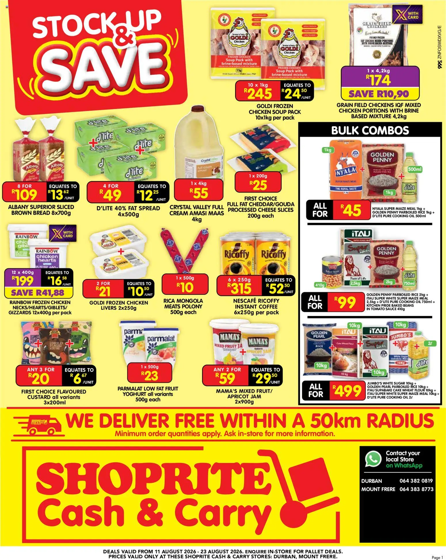 Preview of Shoprite flyer valid from 11/08/2026 - Coffee, Chicken, Bread, Flour, Stock, Yoghurt, Instant coffee, Frozen chicken