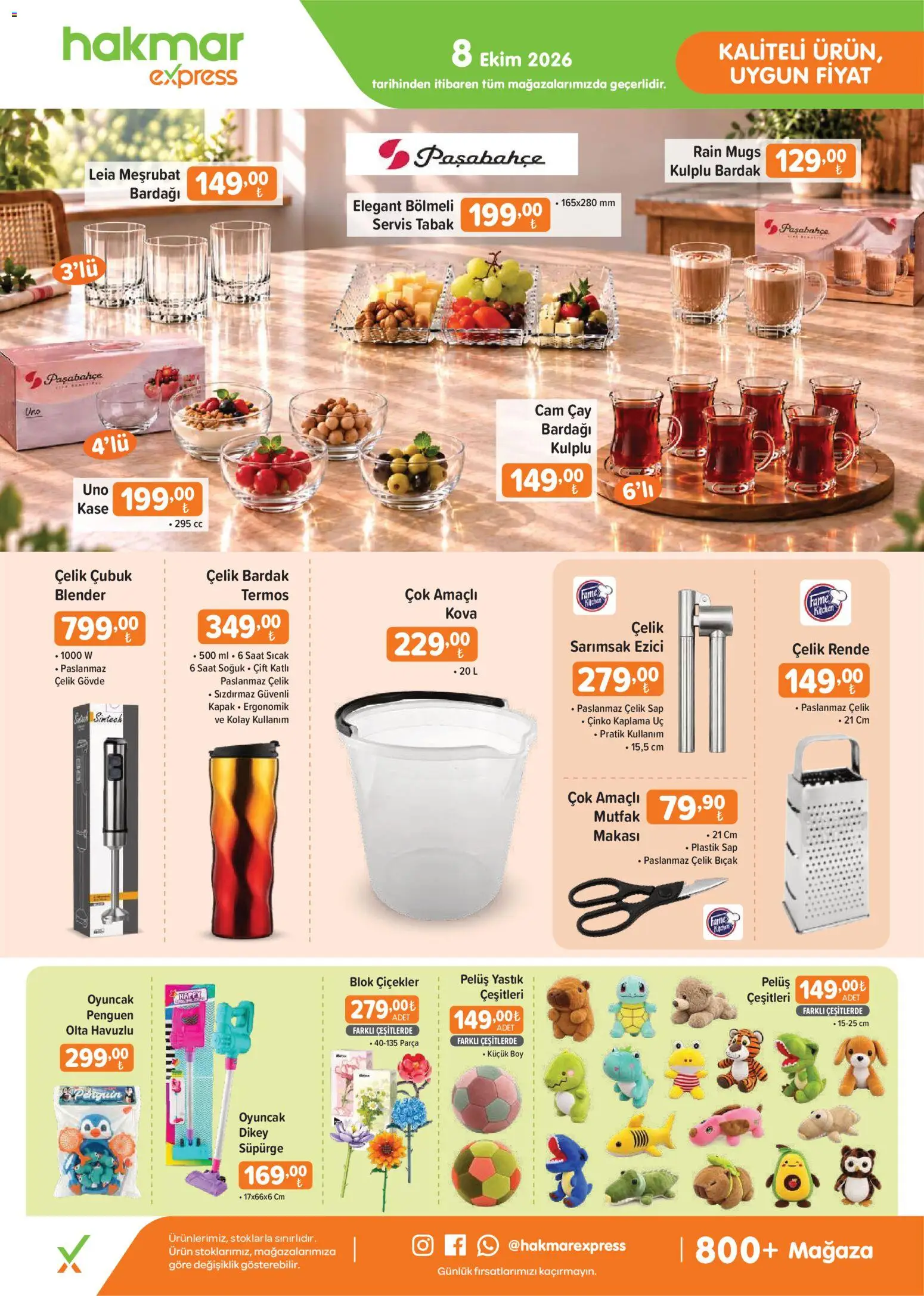 Hakmar Express Hakmar Express Katalog 08.10.2026 - Broşürünün önizlemesi - Oyuncak, Blender, Çay, Fare, Yastık, Kaşe, Bardak, Rende