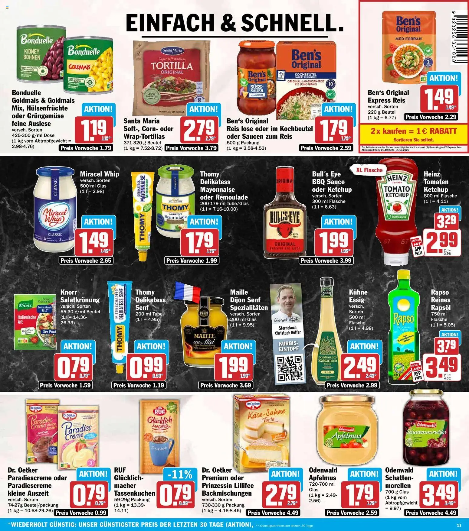 Vorschau von dem Prospekt des Geschäftes HIT, gültig ab dem 26.10.2026 - Kürbis, Mayonnaise, Reis, Essig, Rapsöl, Tomaten, Ketchup, Apfelmus