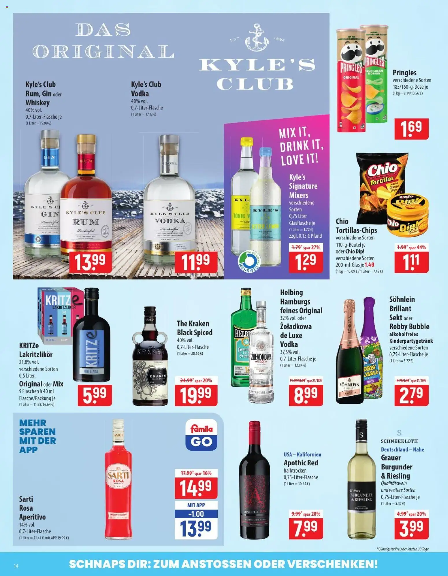 Vorschau von dem Prospekt des Geschäftes Famila, gültig ab dem 26.10.2026 - Tortillas, Gin, Vodka, Pringles, Whiskey, Sekt, Schnaps