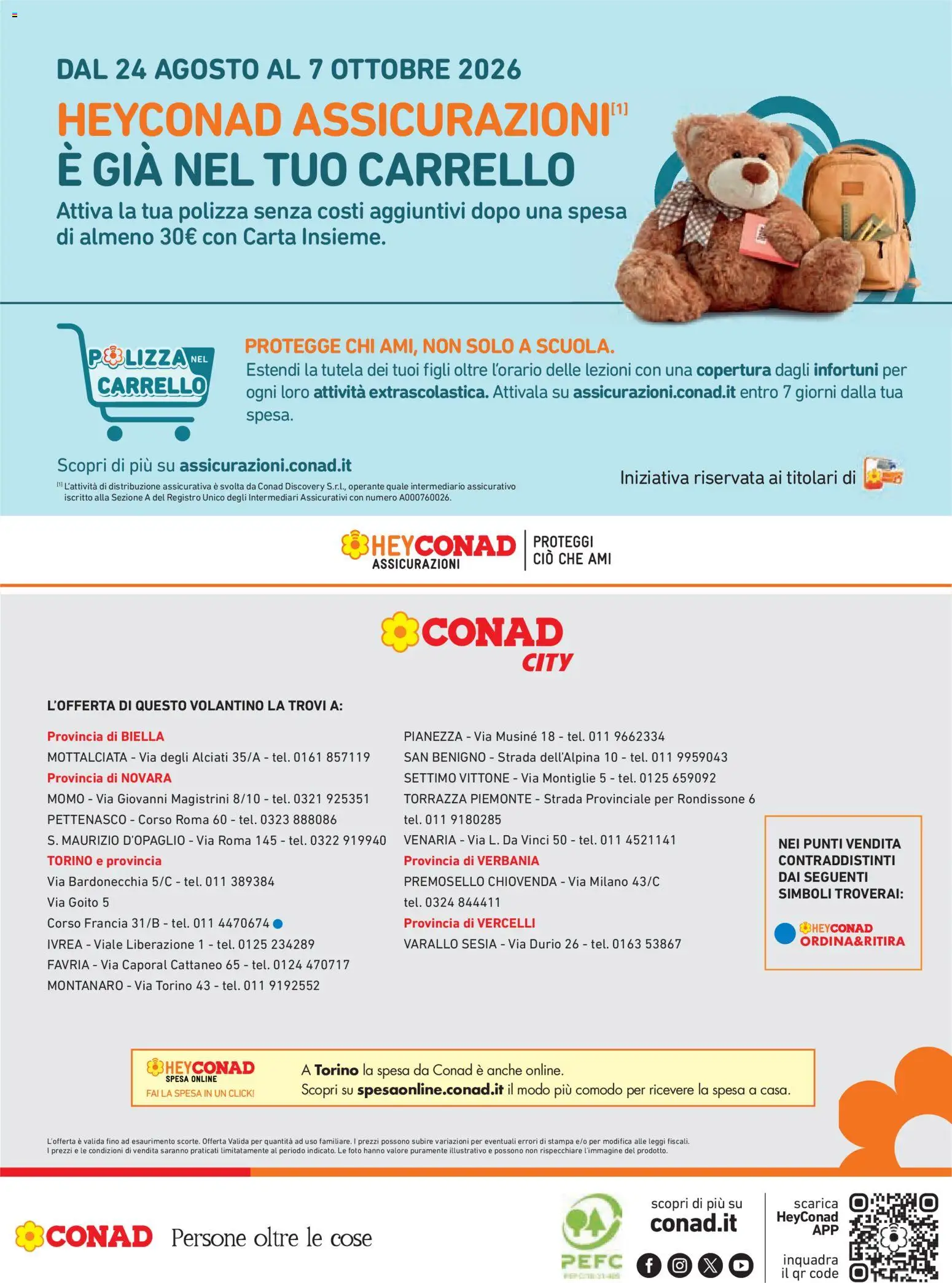 Anteprima dell'opuscolo Conad volantino City Piemonte dal negozio Conad valido da 27/08/2026 - Stampa, Carrello