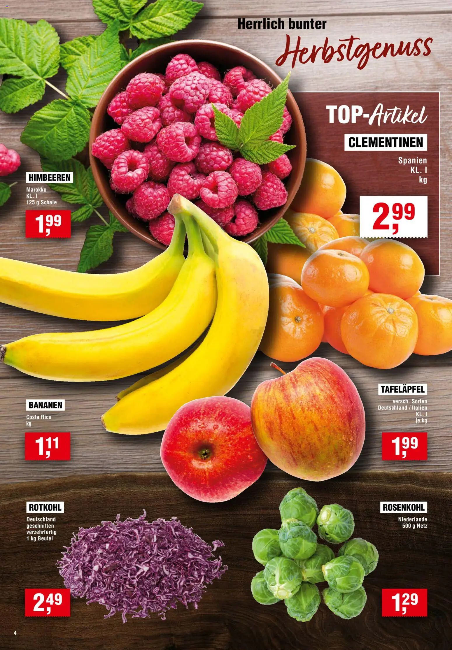 Vorschau von dem Prospekt des Geschäftes Handelshof, gültig ab dem 05.11.2026 - Himbeeren, Bananen, Rotkohl