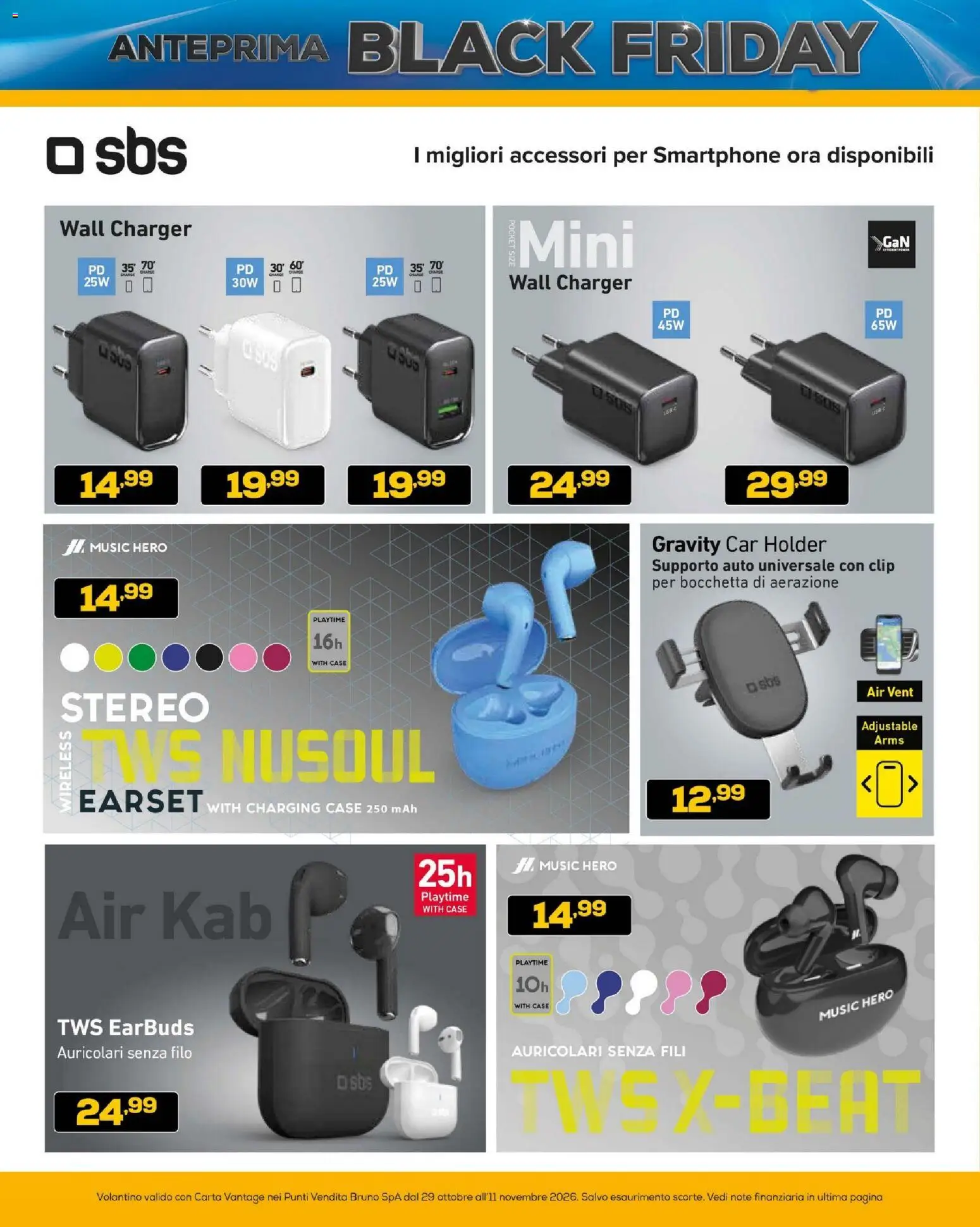 Anteprima dell'opuscolo BRUNO Black Friday ML dal negozio BRUNO valido da 29/10/2026 - Smartphone, Auricolari