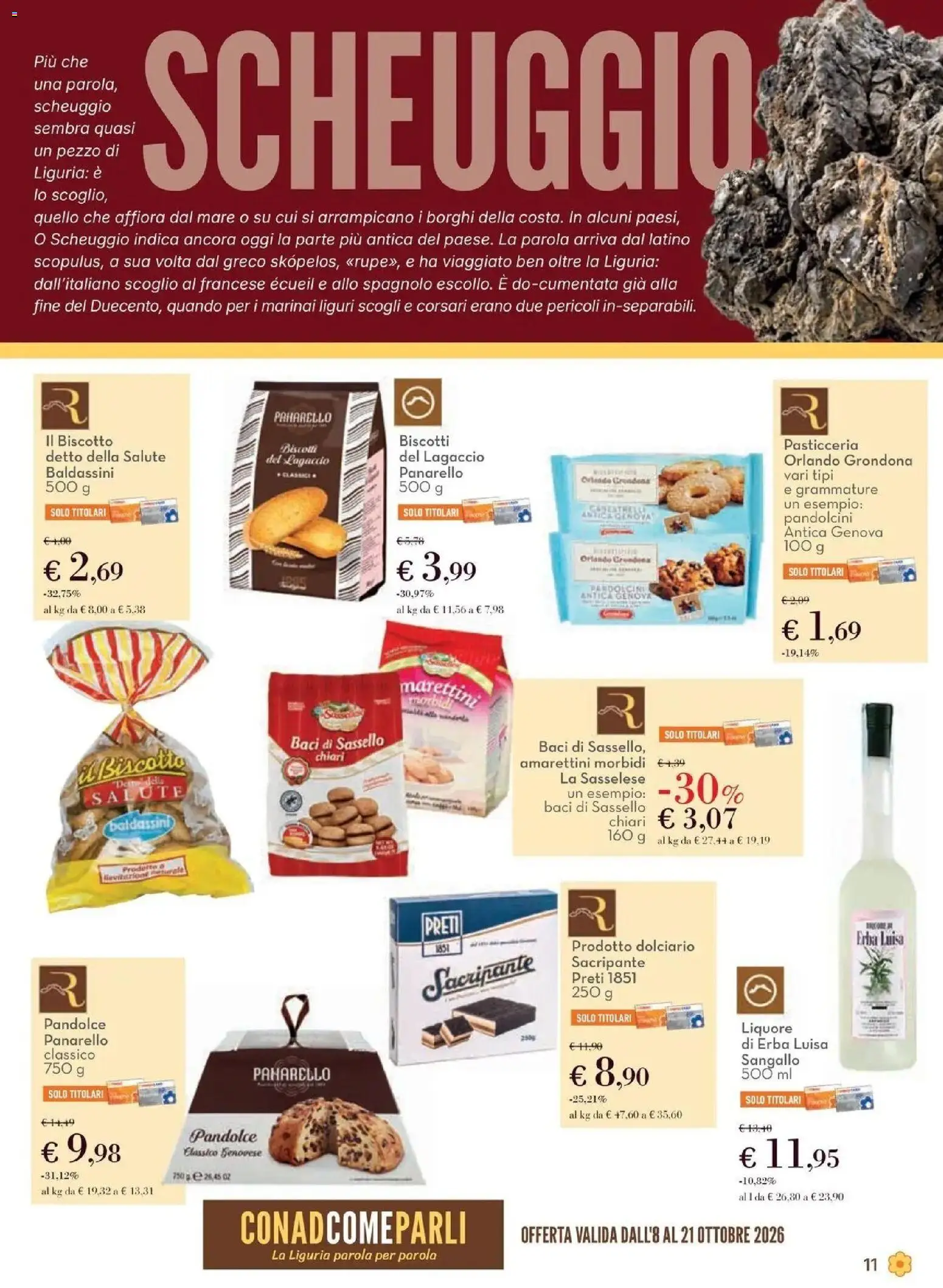 Anteprima dell'opuscolo Conad volantino Genova dal negozio Conad valido da 08/10/2026 - Biscotti, Liquore