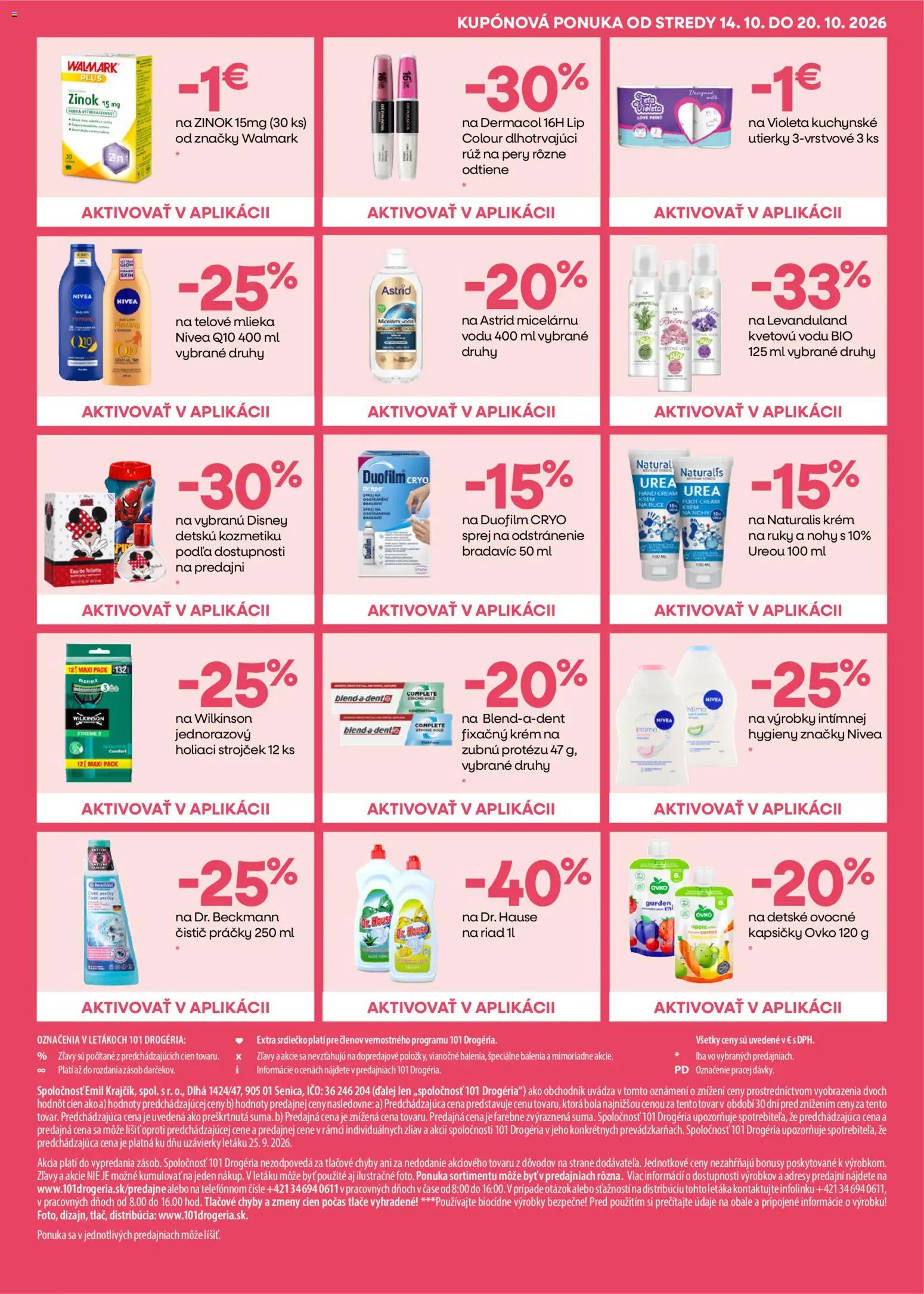 Náhľad 101 drogerie letáku platného od 07.10.2026 - Holiaci strojček, Práčky, Nivea, Krém, Utierky, Strojček, Rúž na pery, Kapsičky