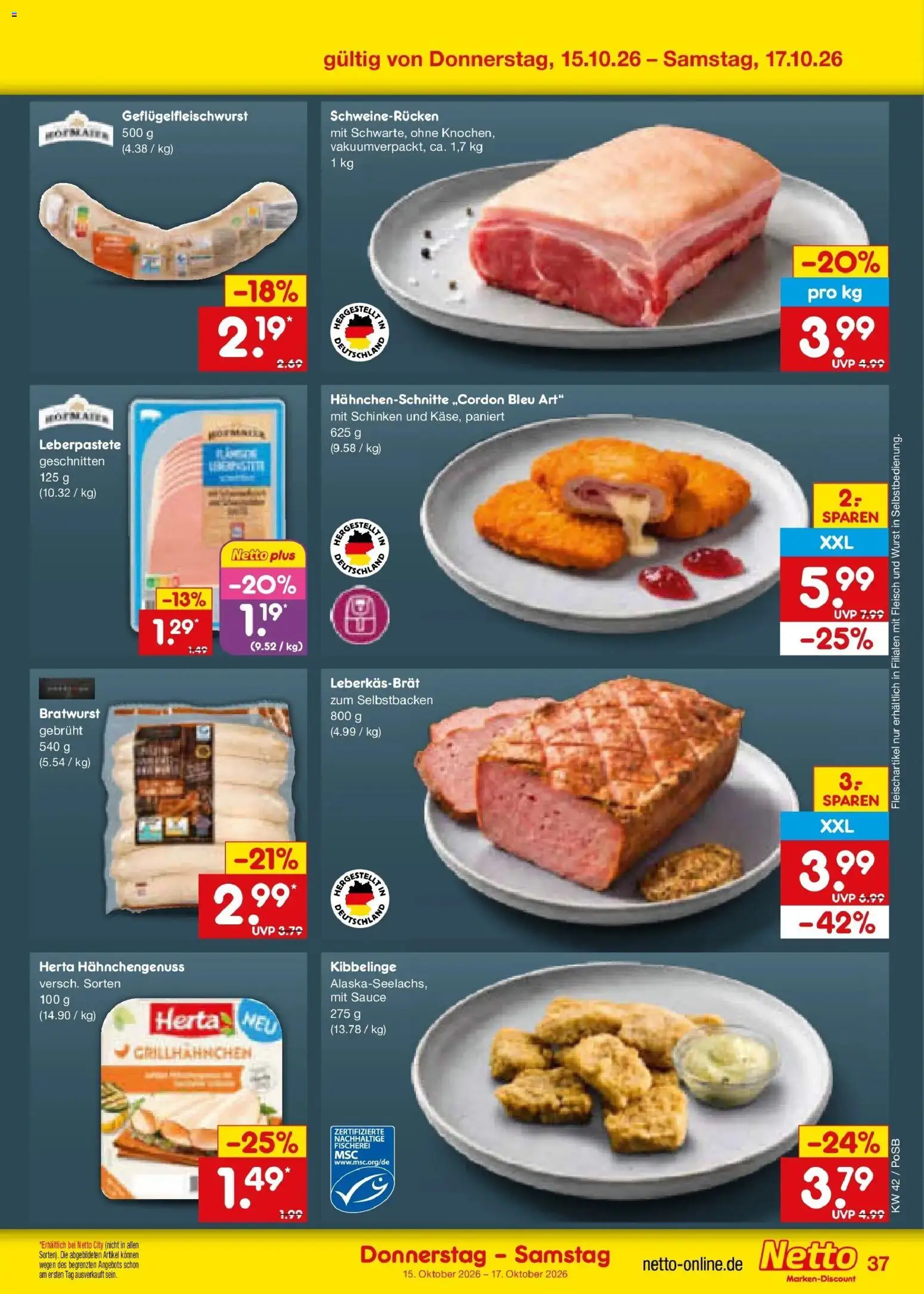 Vorschau von dem Prospekt des Geschäftes Netto Marken-Discount, gültig ab dem 12.10.2026 - Wurst, Bratwurst, Fleisch, Schinken, Schweinerucken