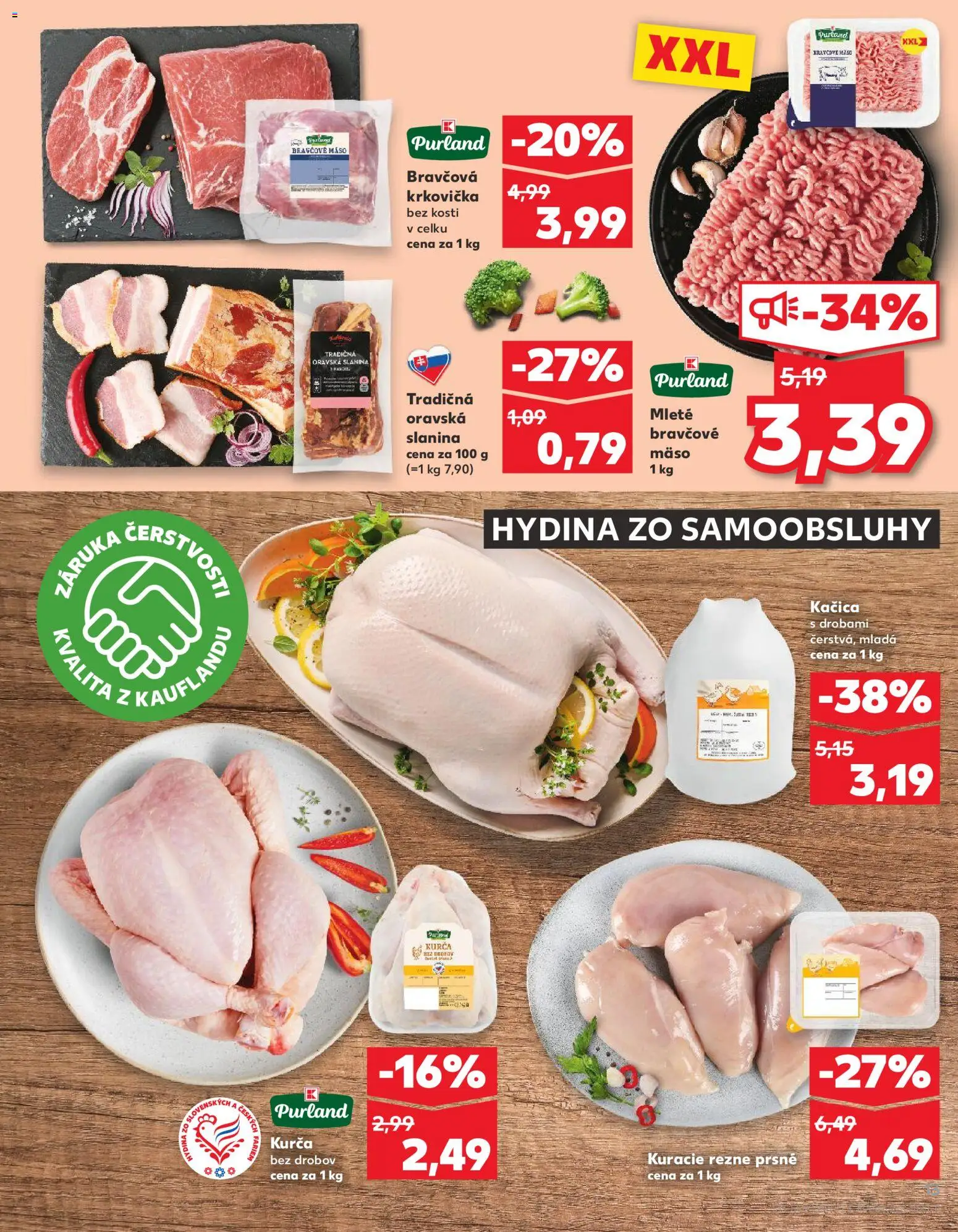 Náhľad Kaufland letáku platného od 26.02.2026 - Mäso, Kuracie rezne, Slanina, Kačica, Bravčová krkovička, Bravčové mäso, Hydina, Kurča