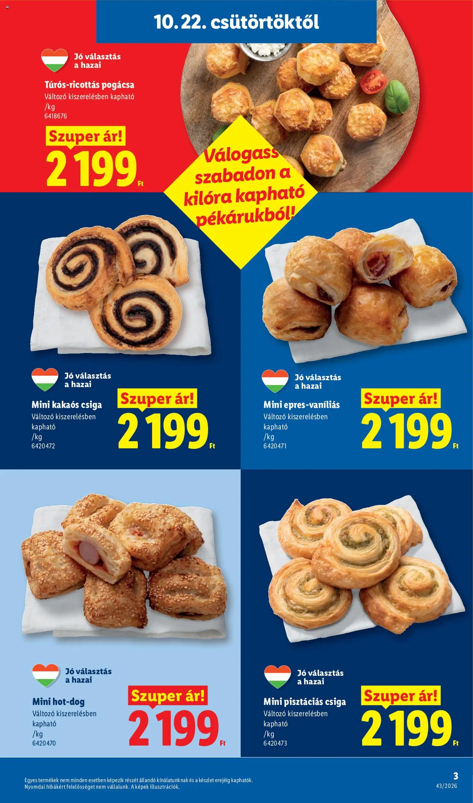 Lidl - Lidl akciós újság megtekintése, amely érvényes 2026.10.22.-től - Kakaós csiga, Pogácsa, Csiga