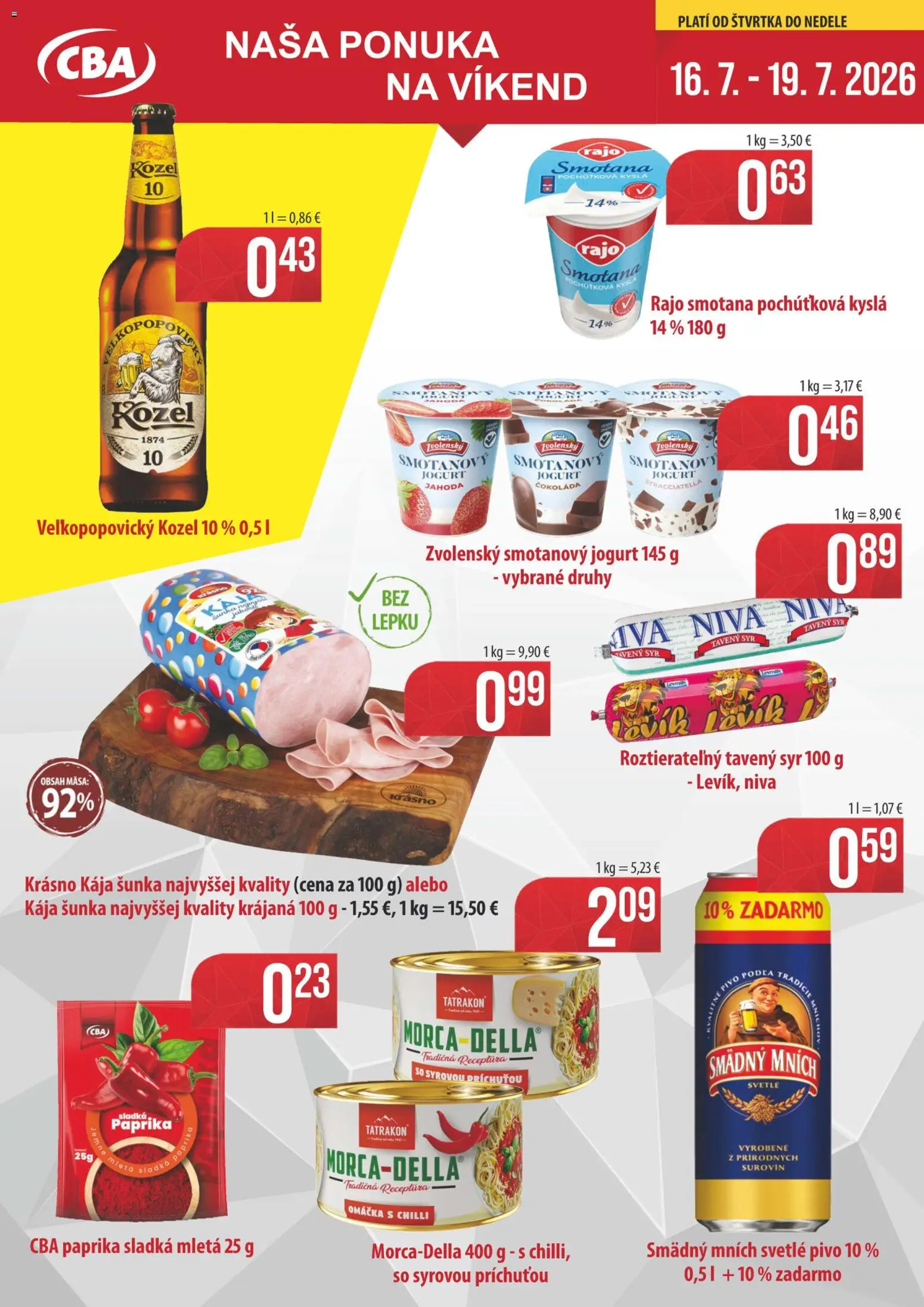 Náhľad Sintra letáku platného od 16.07.2026 - Paprika, Pivo, Chilli, Niva, Šunka, Omáčka, Smädný Mních, Tavený syr
