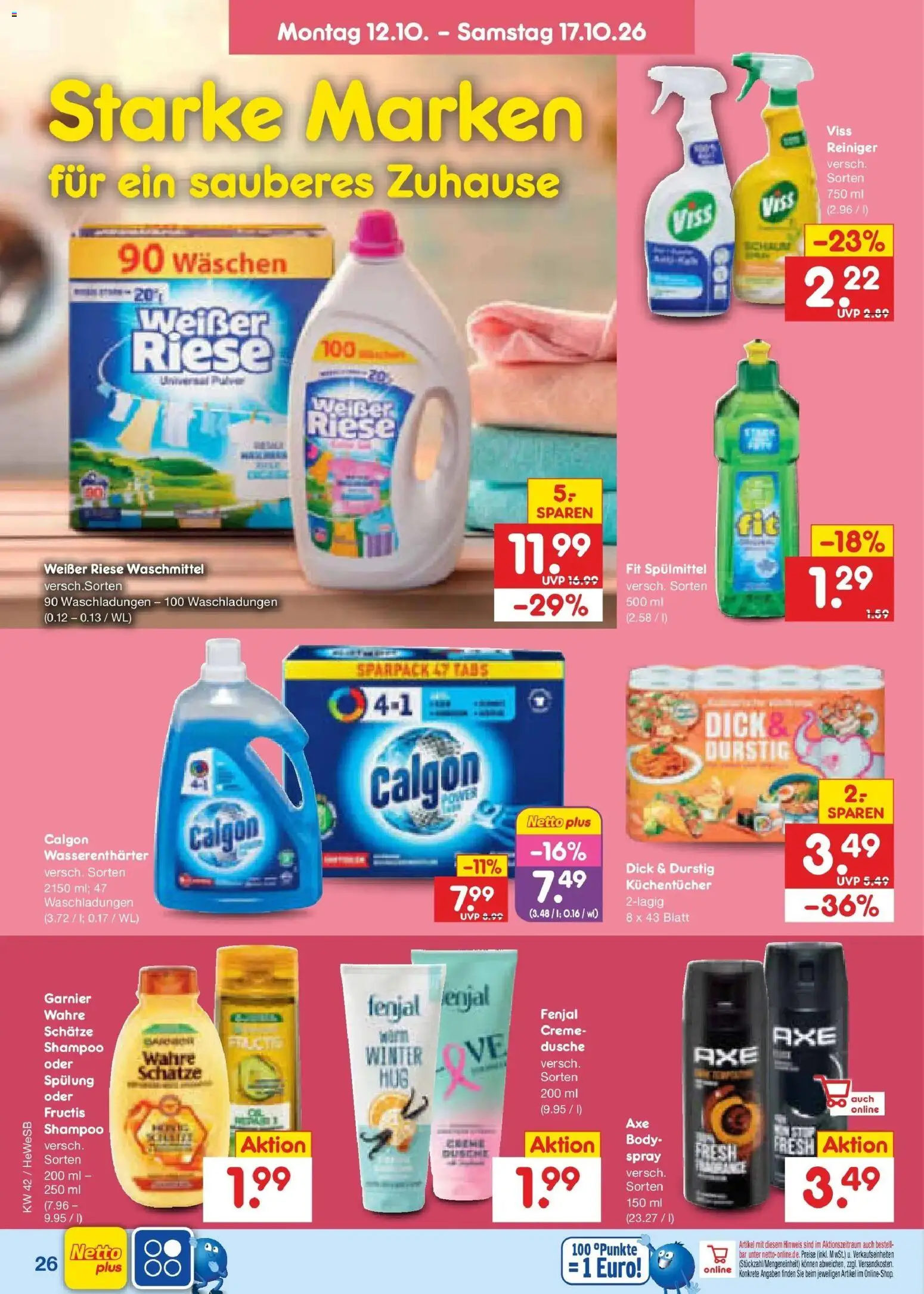 Vorschau von dem Prospekt des Geschäftes Netto Marken-Discount, gültig ab dem 12.10.2026 - Dusche, Shampoo, Waschmittel, Creme, Spülung
