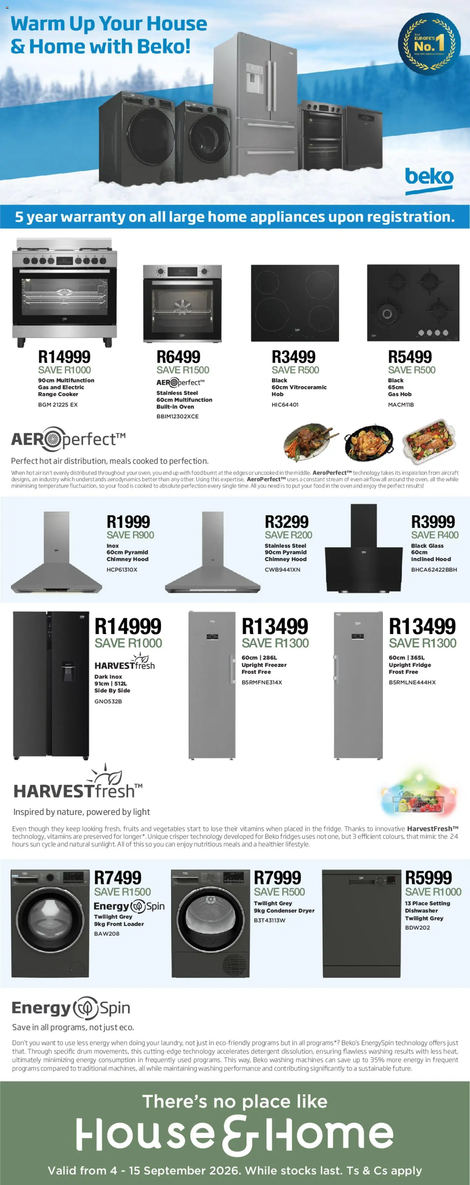 Preview of House and Home flyer valid from 04/09/2026 - Vegetables, Light, Oven, Freezer, Vitamins, Hood, Hob, Cooker