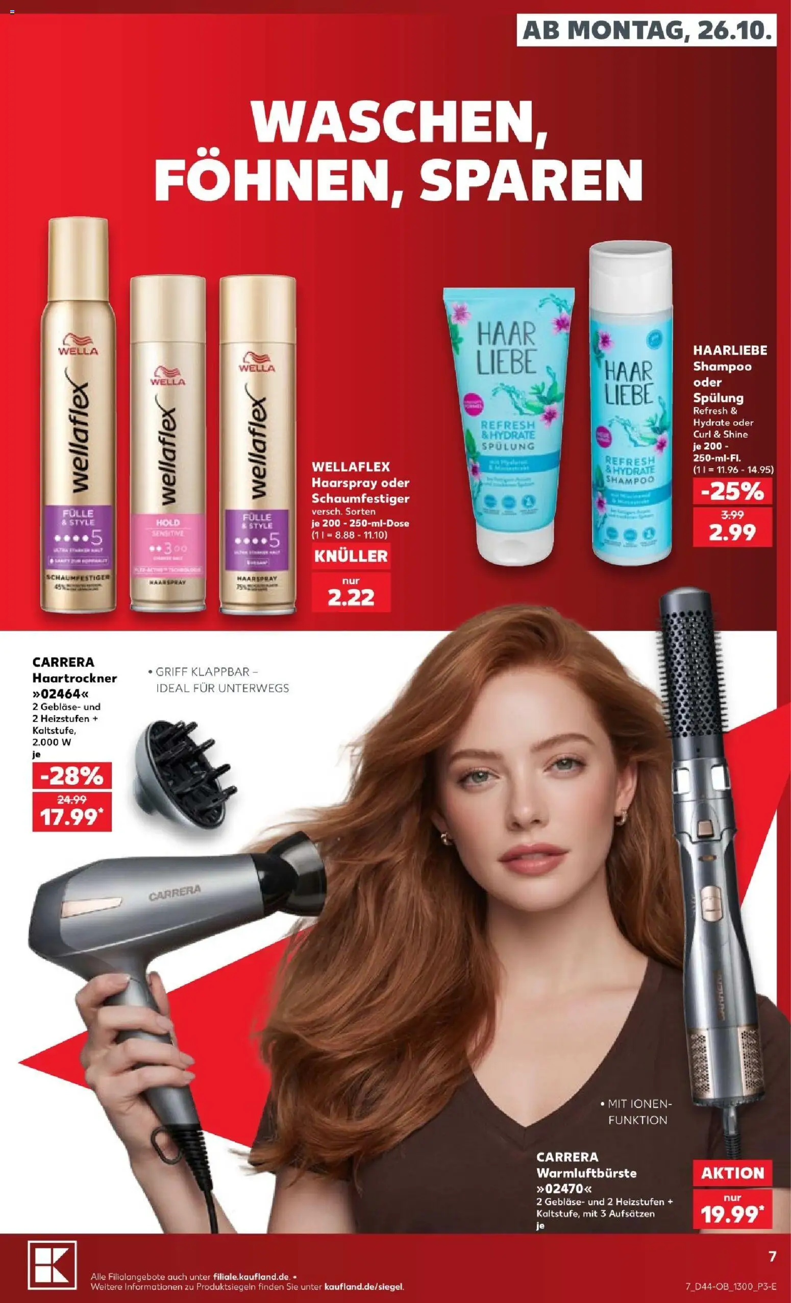 Vorschau von dem Prospekt des Geschäftes Kaufland, gültig ab dem 26.10.2026 - Shampoo, Haartrockner, Haarspray, Spülung