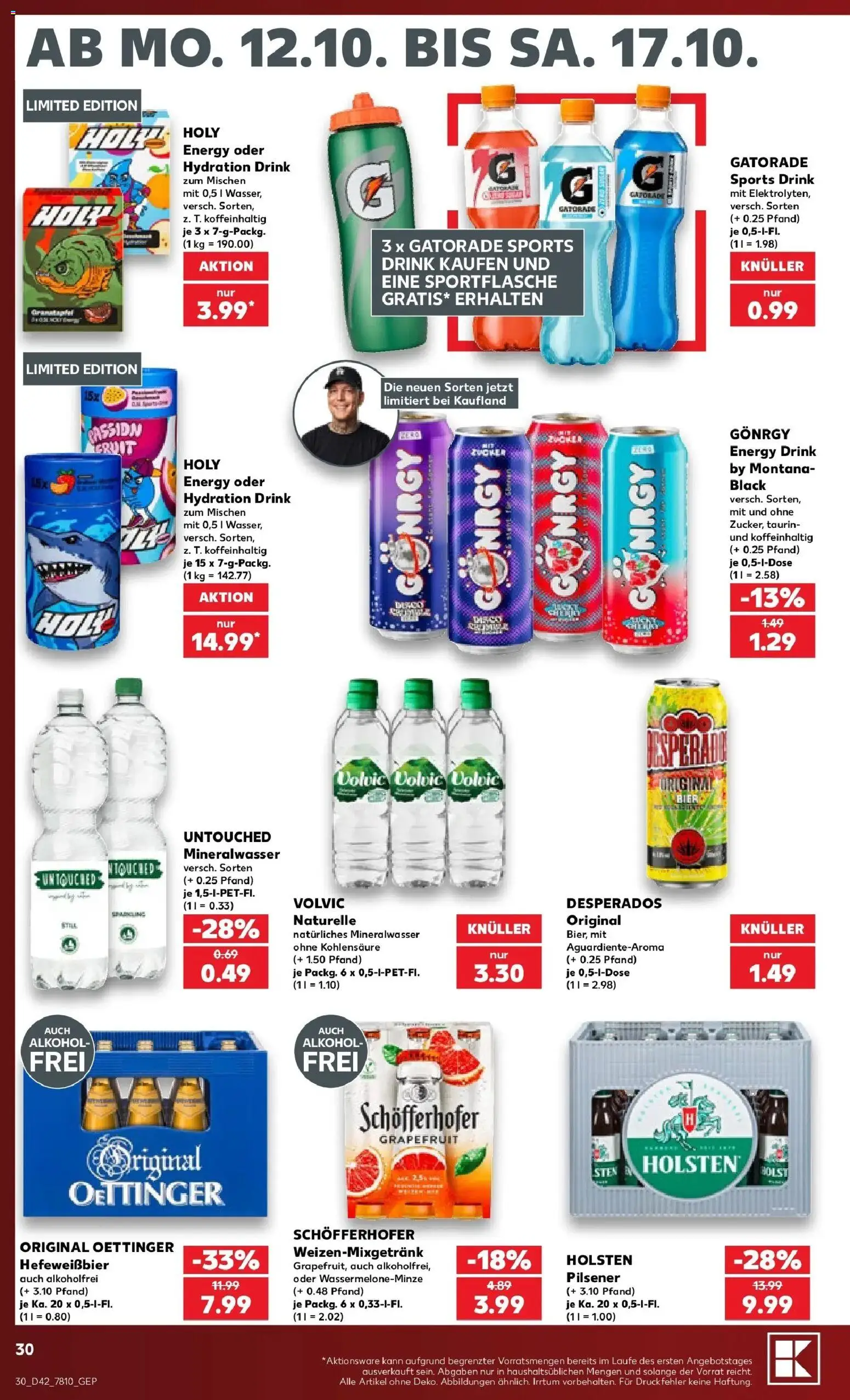 Vorschau von dem Prospekt des Geschäftes Kaufland, gültig ab dem 12.10.2026 - Mineralwasser, Alkohol, Grapefruit, Desperados, Energy, Oettinger, Volvic, Holsten