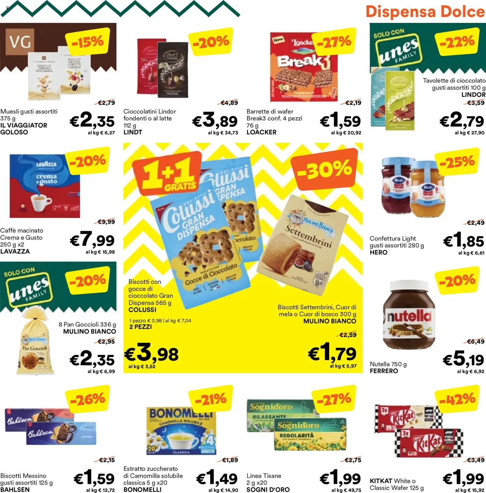 Anteprima dell'opuscolo Unes volantino dal negozio Unes valido da 19/10/2026 - Crema, Caffè, Biscotti, Nutella, Cioccolato, Lindt, Muesli, Macinato