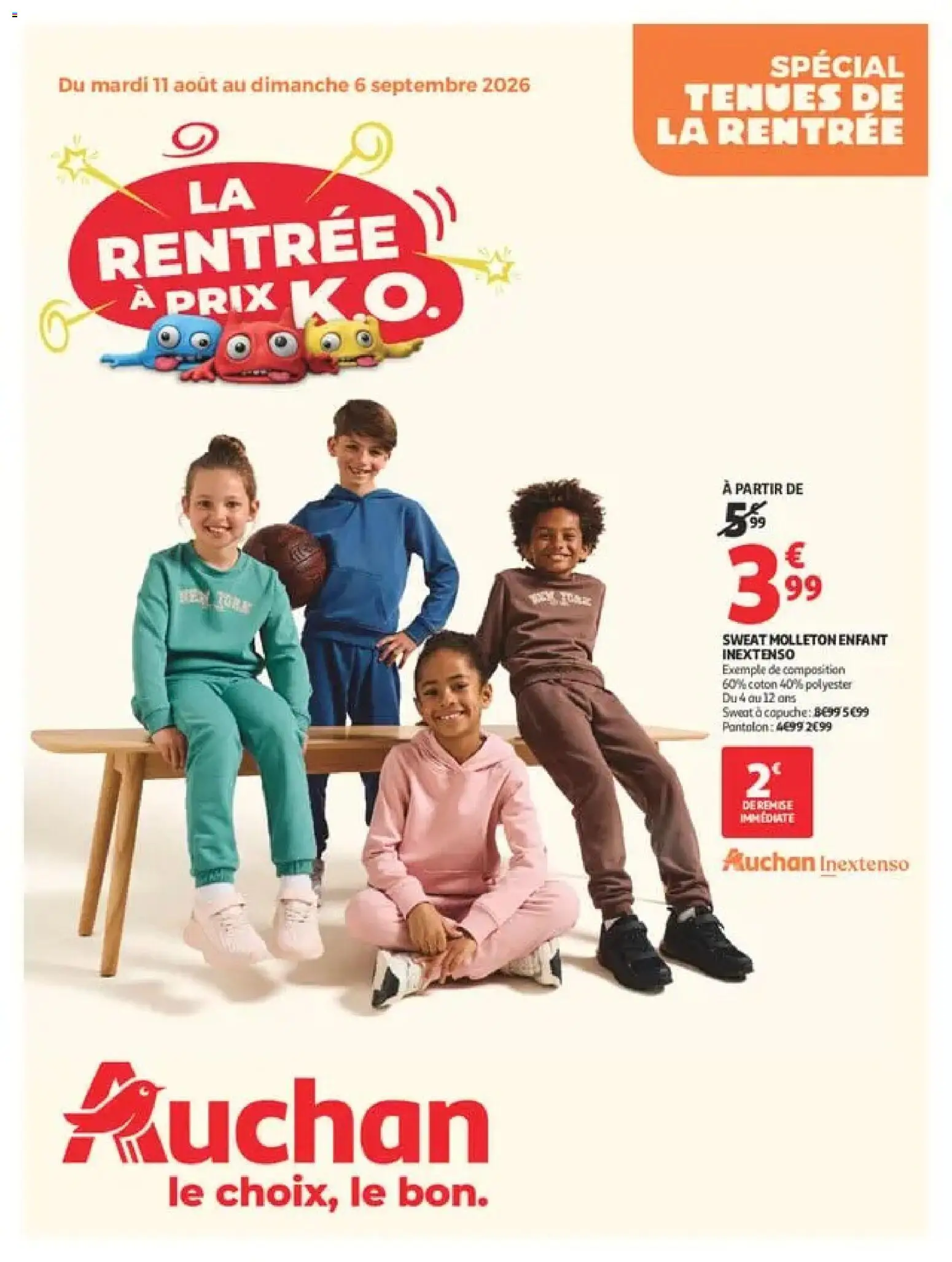 Prévisualisation de Auchan Vêtements enfants rentrée du magasin Auchan formulaire valide 11/08/2026 - Coton