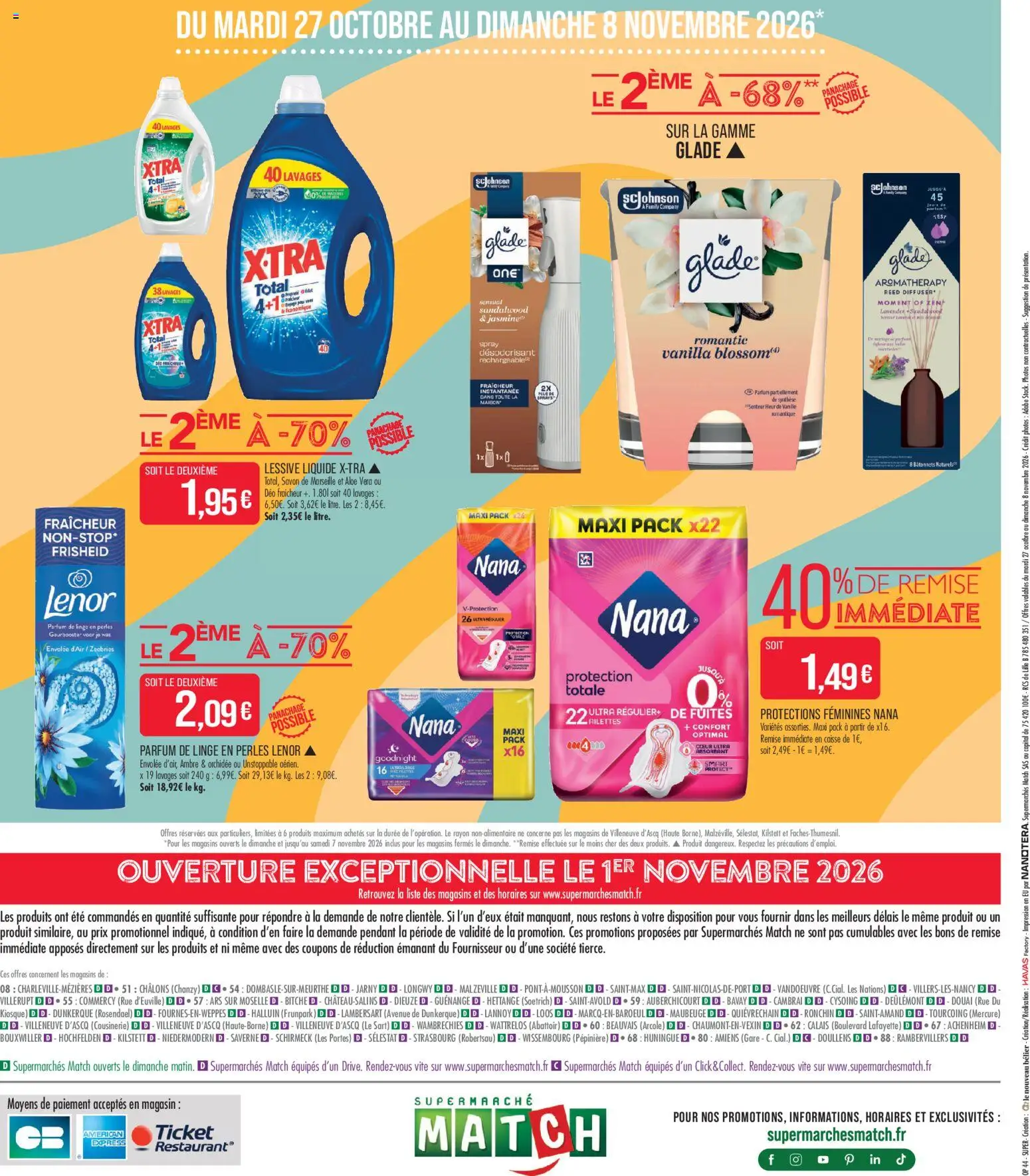 Prévisualisation de Match Supermarché - La match mania du magasin Match Supermarché formulaire valide 27/10/2026 - Parfum, Orchidée, Lessive, Savon de marseille, Savon, Lenor, Spray desodorisant, Portes