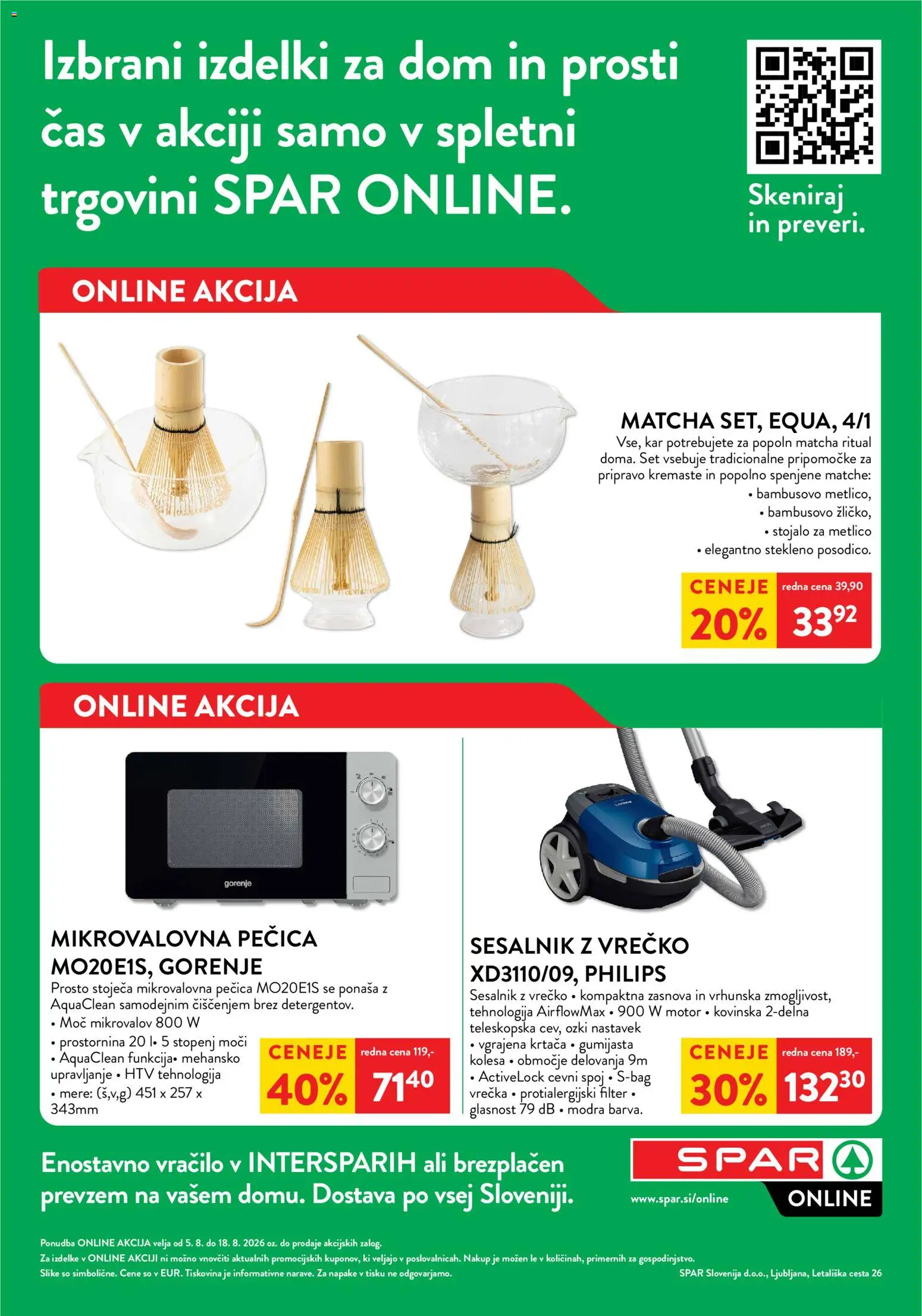 Predogled kataloga iz trgovine Spar veljaven od 05.08.2026 - Sesalnik, Pecica, Mikrovalovna pecica, Krtaca